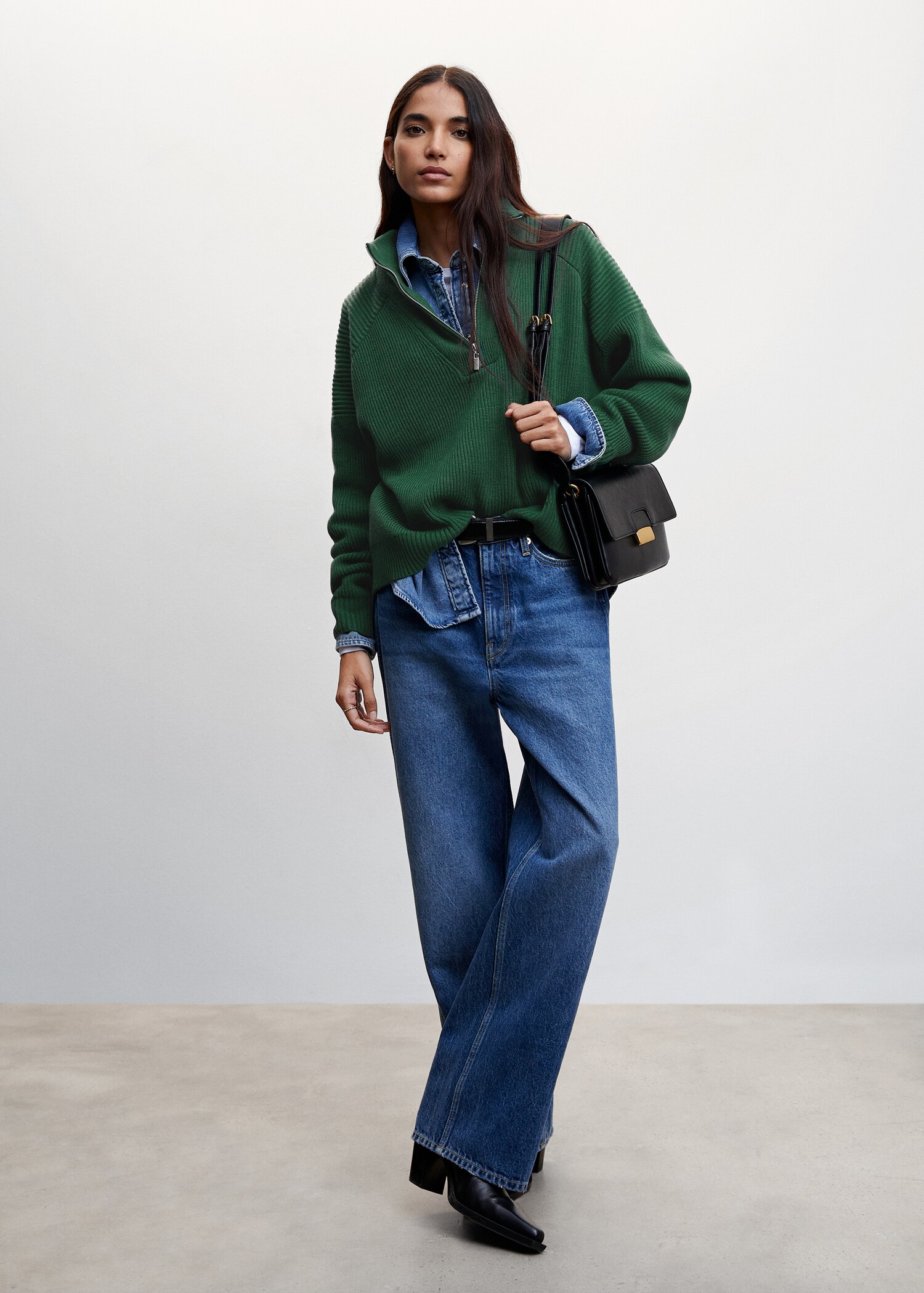 High neck sweater with zip - General plane
