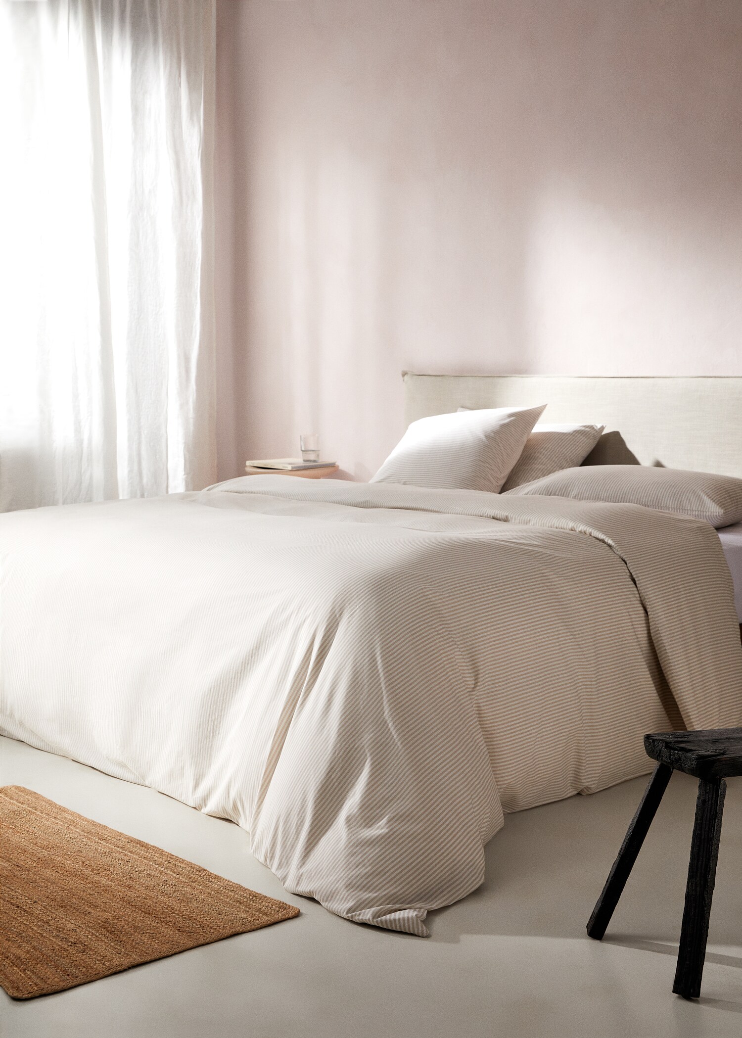 Striped print duvet cover single bed - General plane