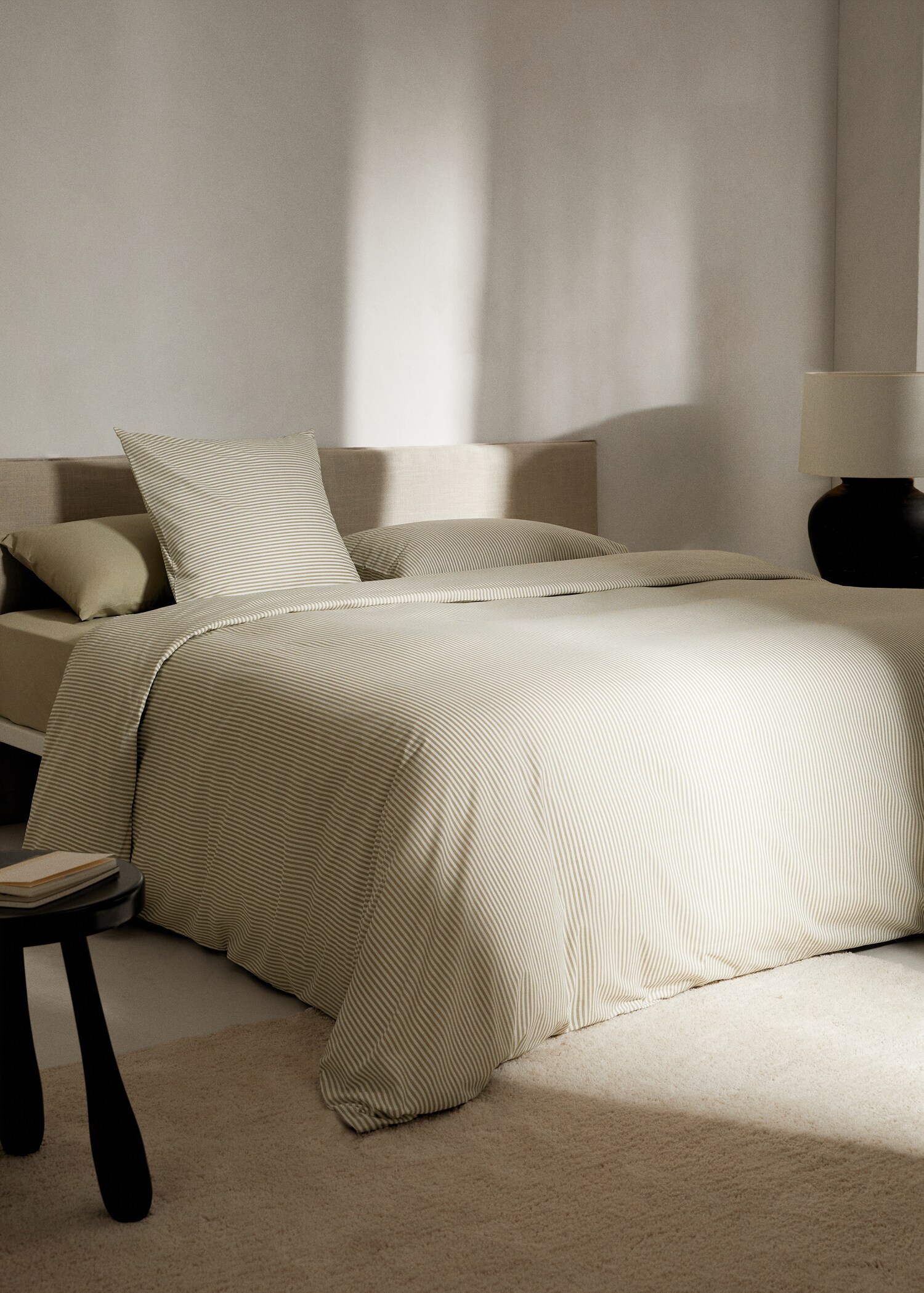 Striped print duvet cover single bed - General plane