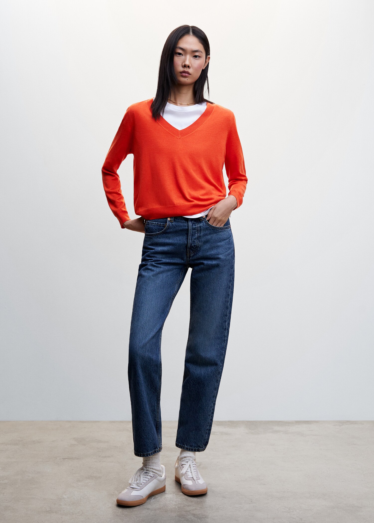 Fine-knit V-neck sweater - General plane