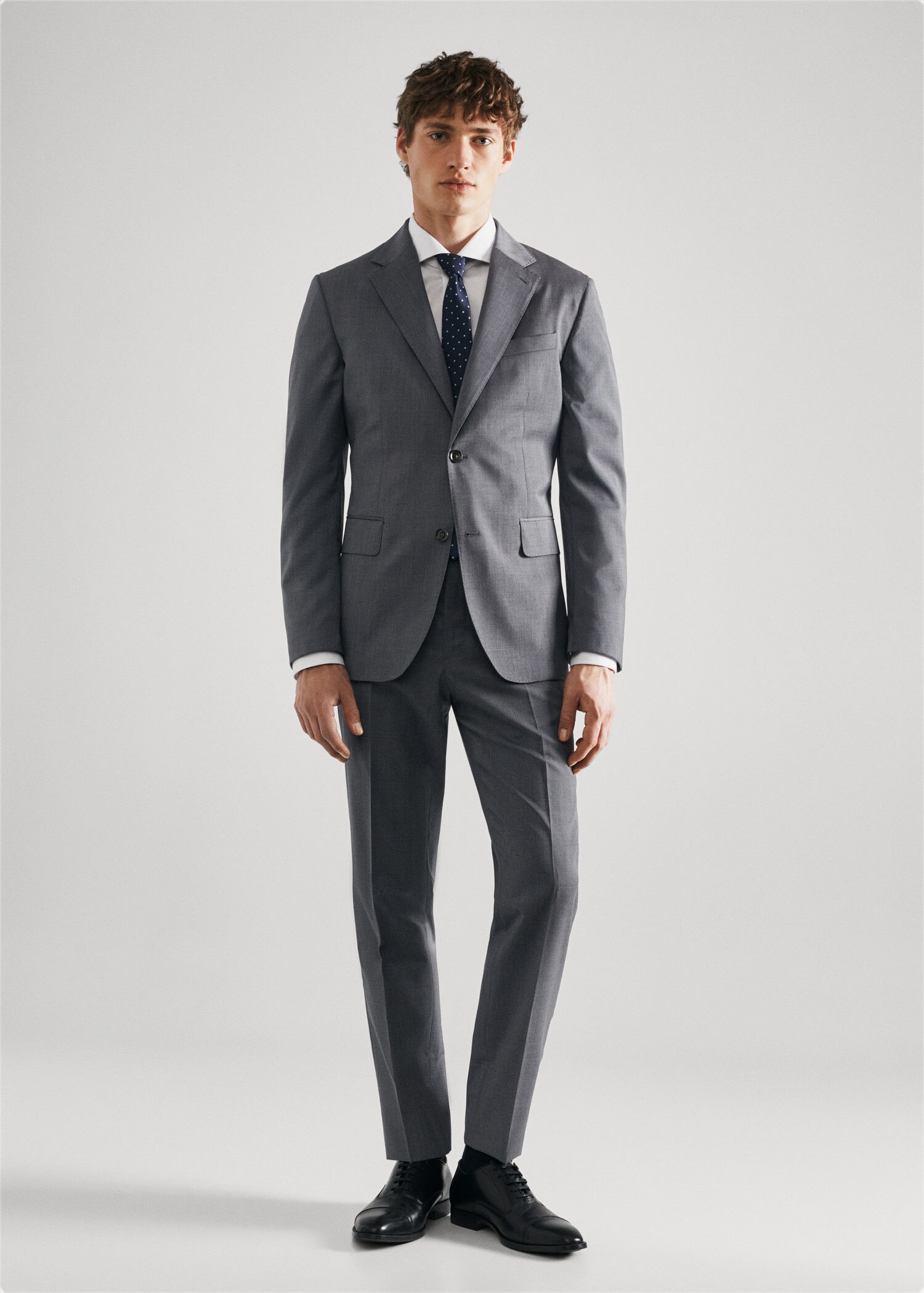 Slim fit virgin wool suit trousers - General plane