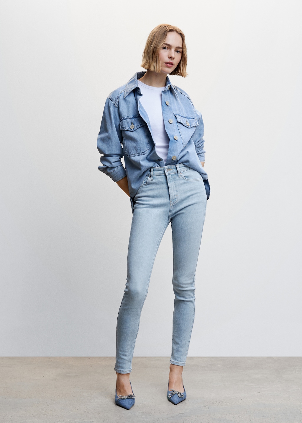 Jeans skinny vita alta outfit outlet