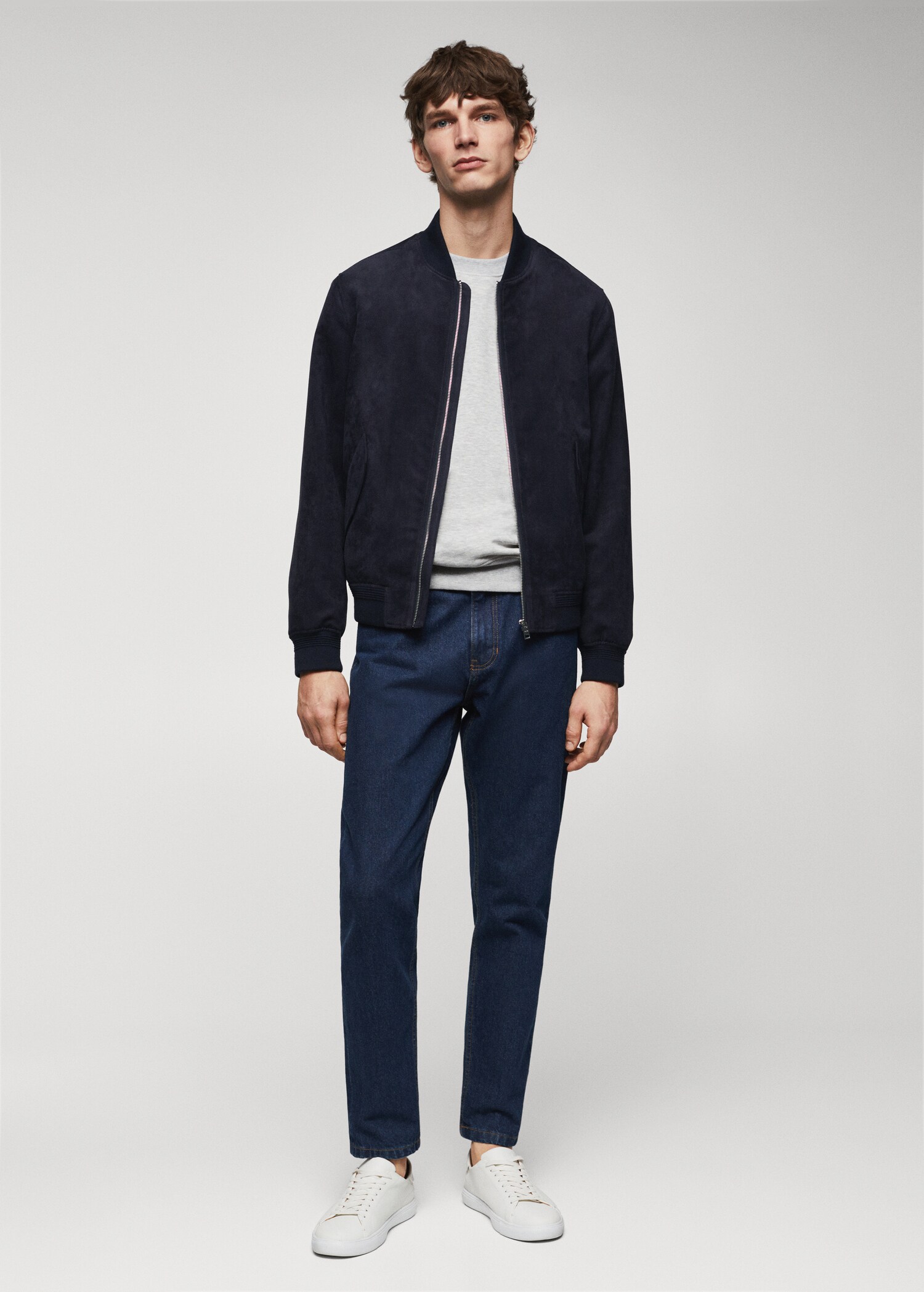 Suede-effect bomber jacket - General plane