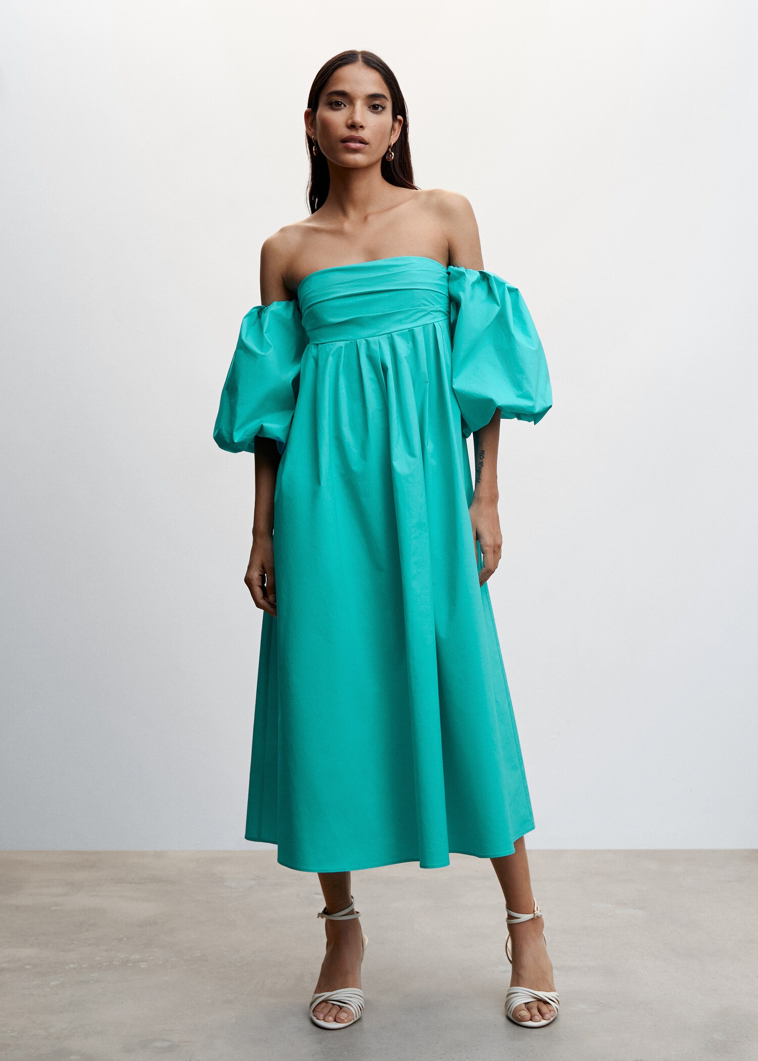 Puffed sleeves midi dress - General plane