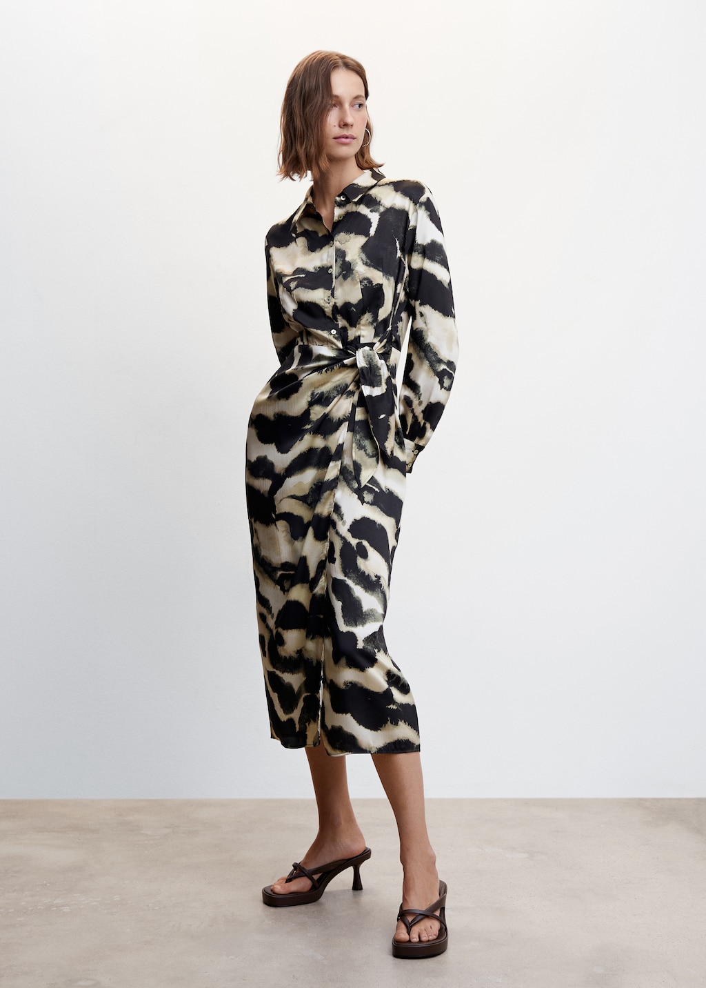 Printed satin dress online