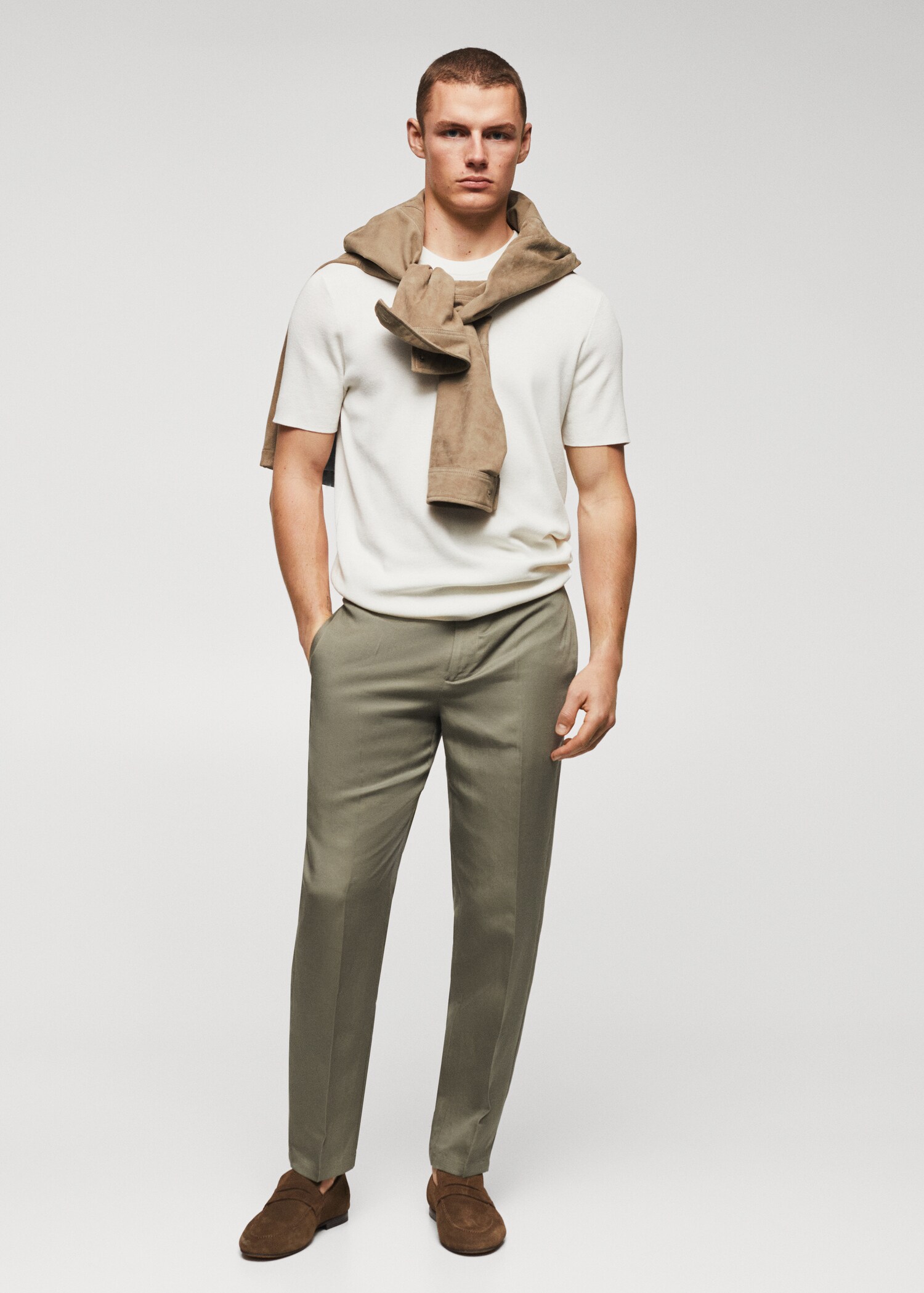 Slim-fit lyocell linen trousers - General plane