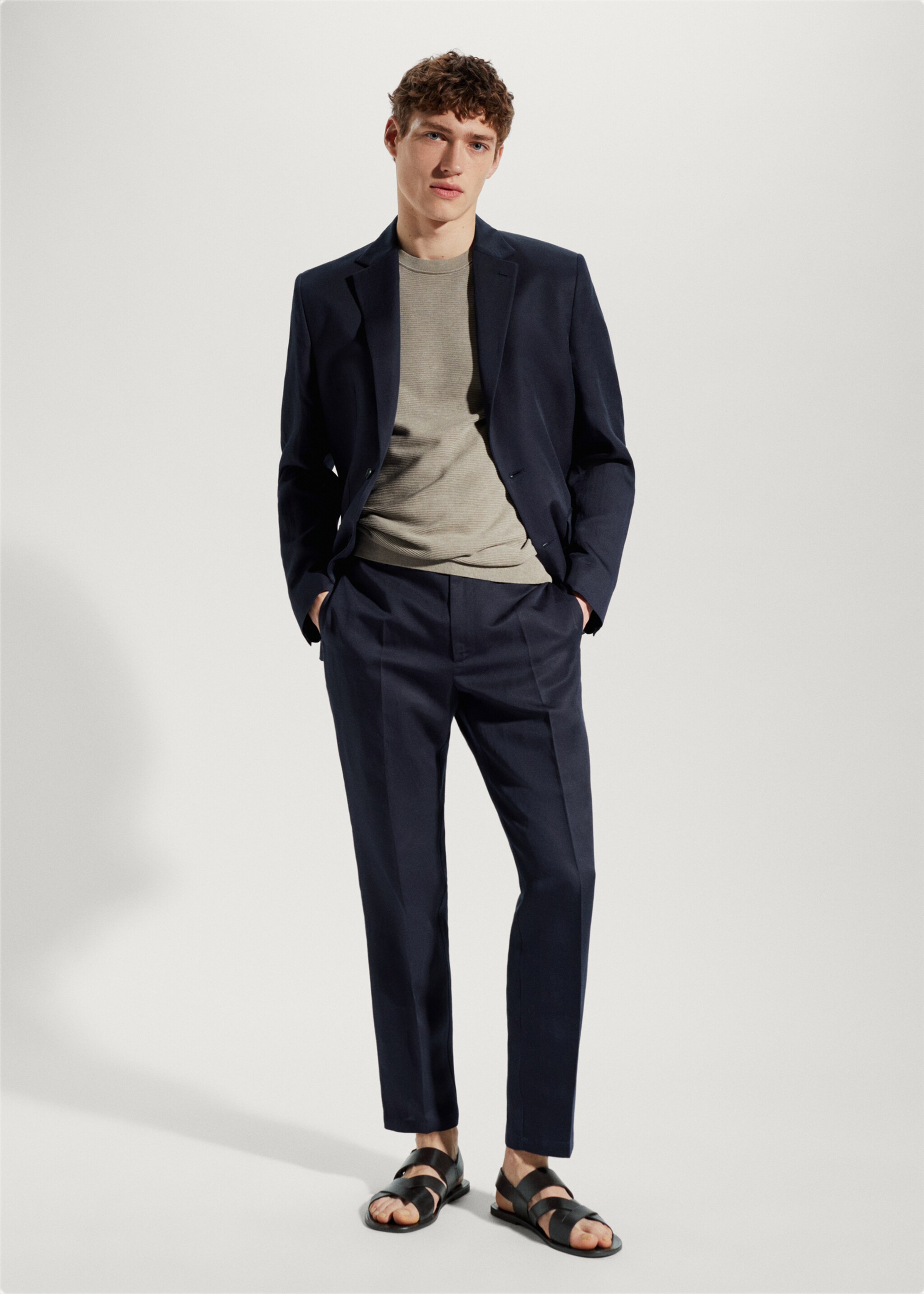 Slim-fit lyocell linen pants - General plane
