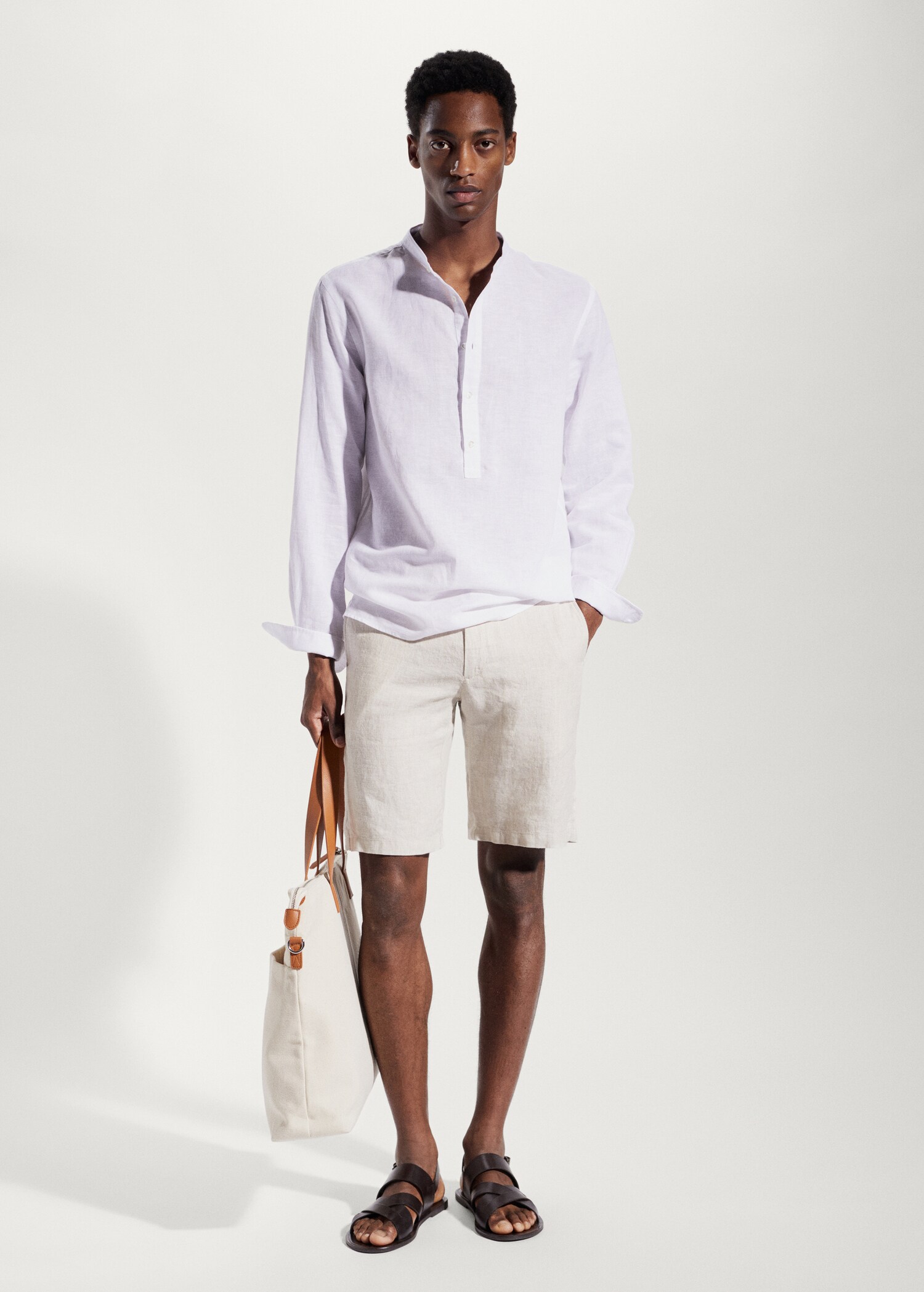 100% linen bermuda shorts - General plane
