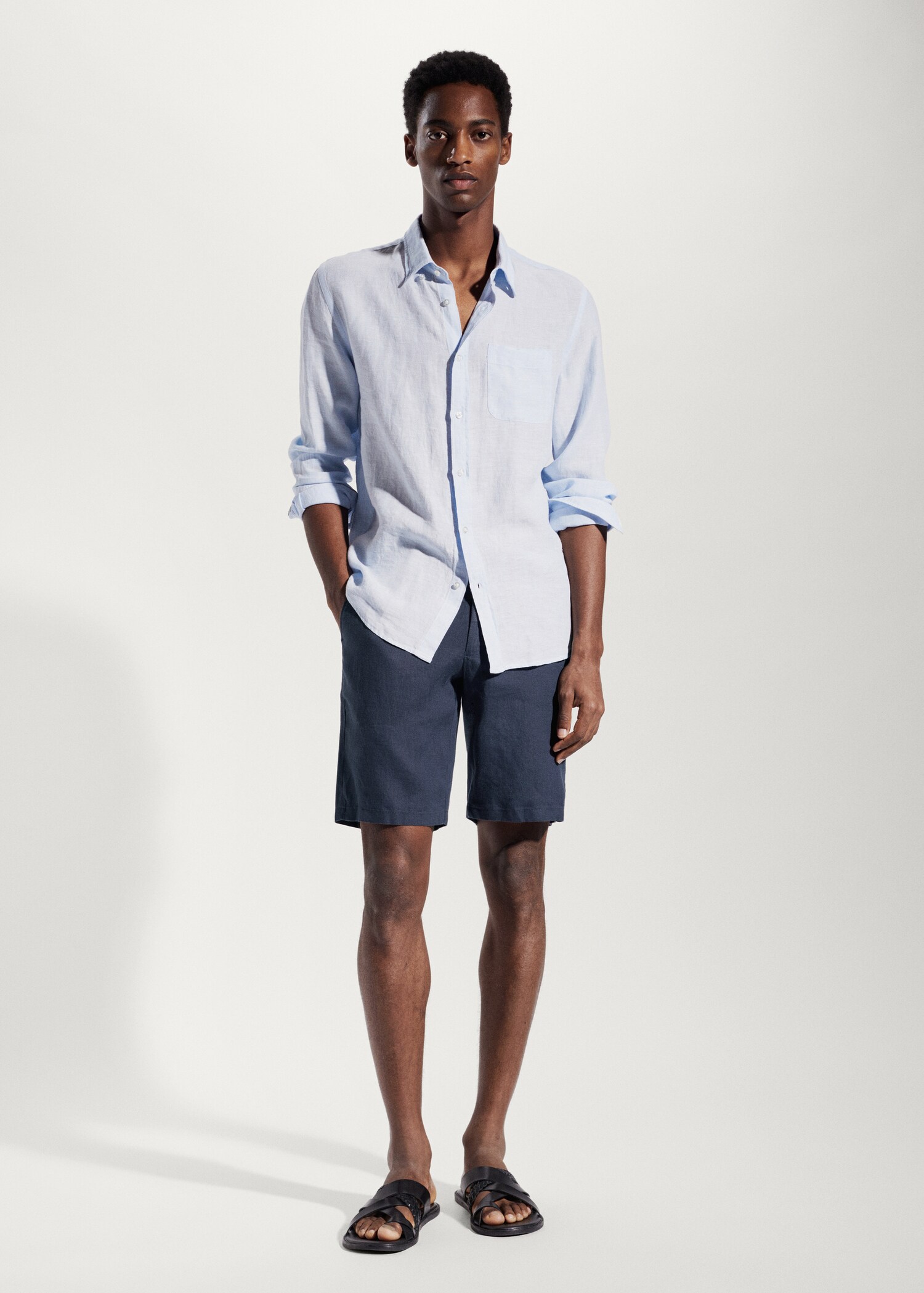 100% linen bermuda shorts - General plane