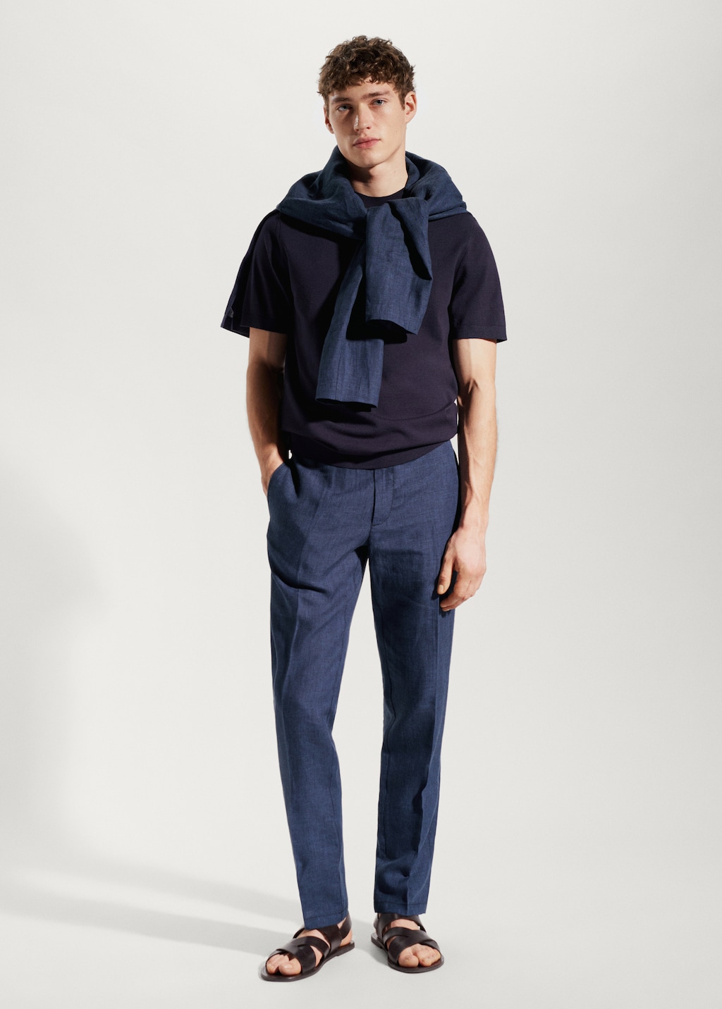 Slim fit 100 linen trousers