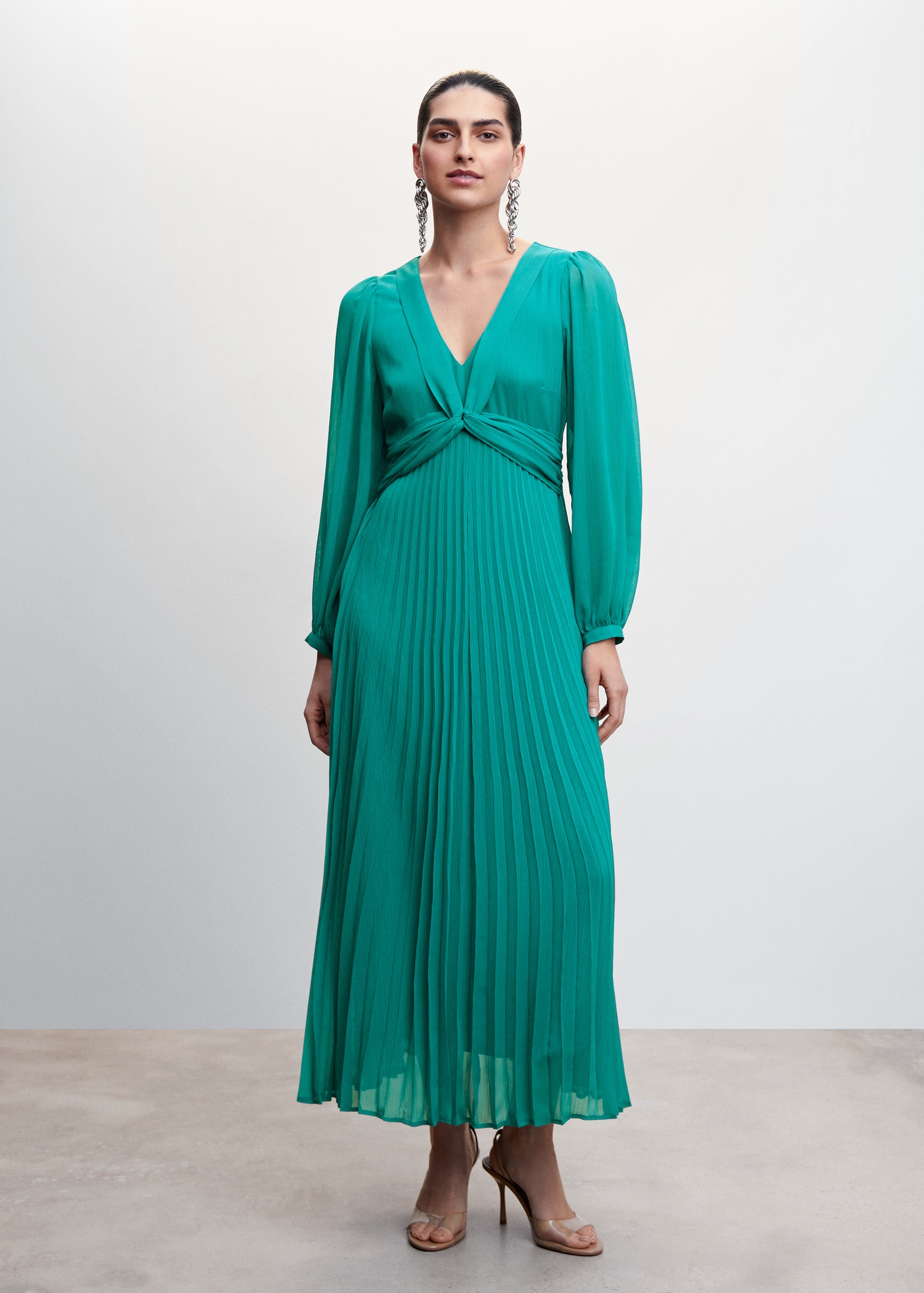 Degradado Mango Outlet Vestido Verde Vestido Mango Plisado Vestido