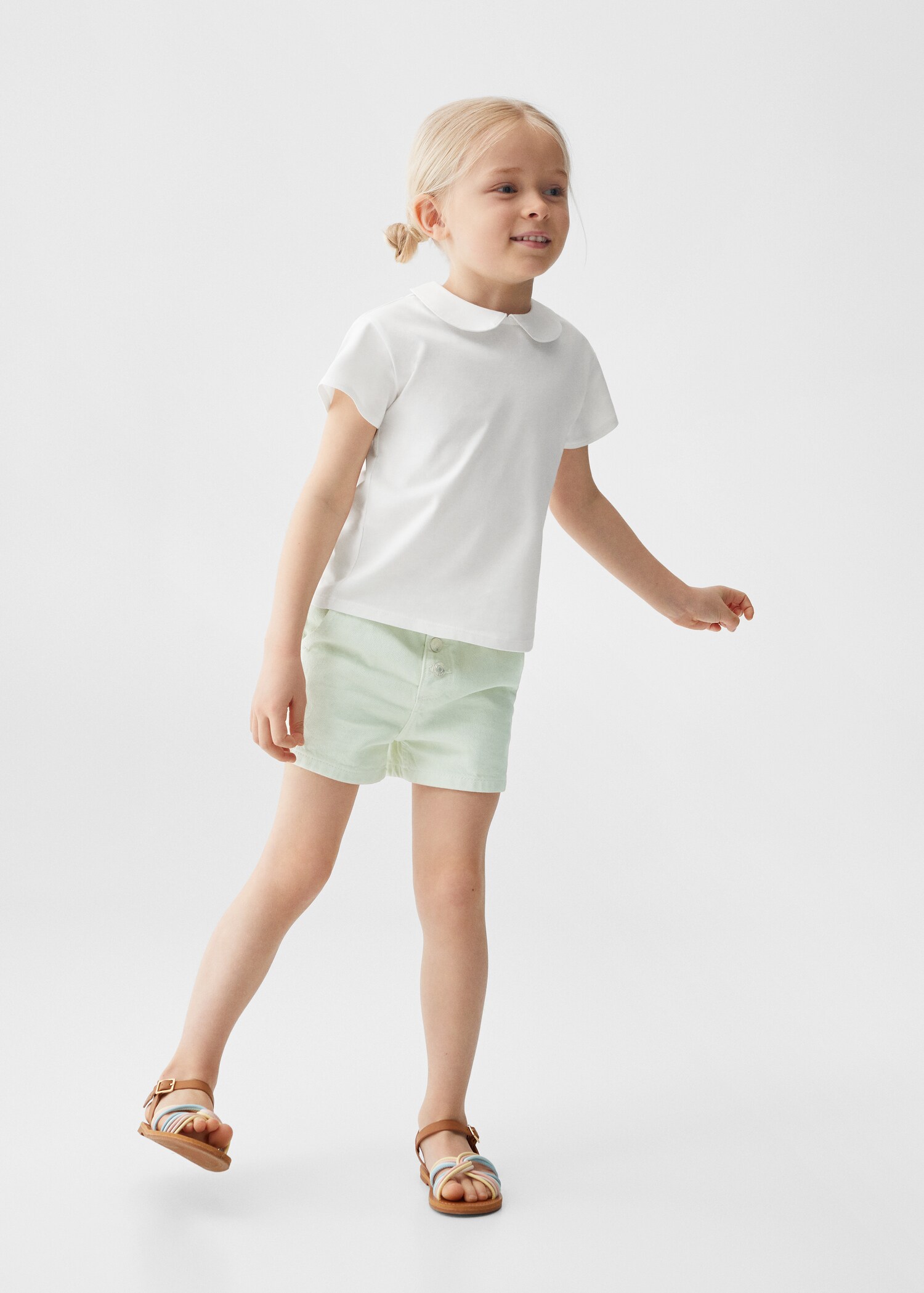 Baumwoll-T-Shirt mit Babydoll-Kragen - Allgemeine Ansicht