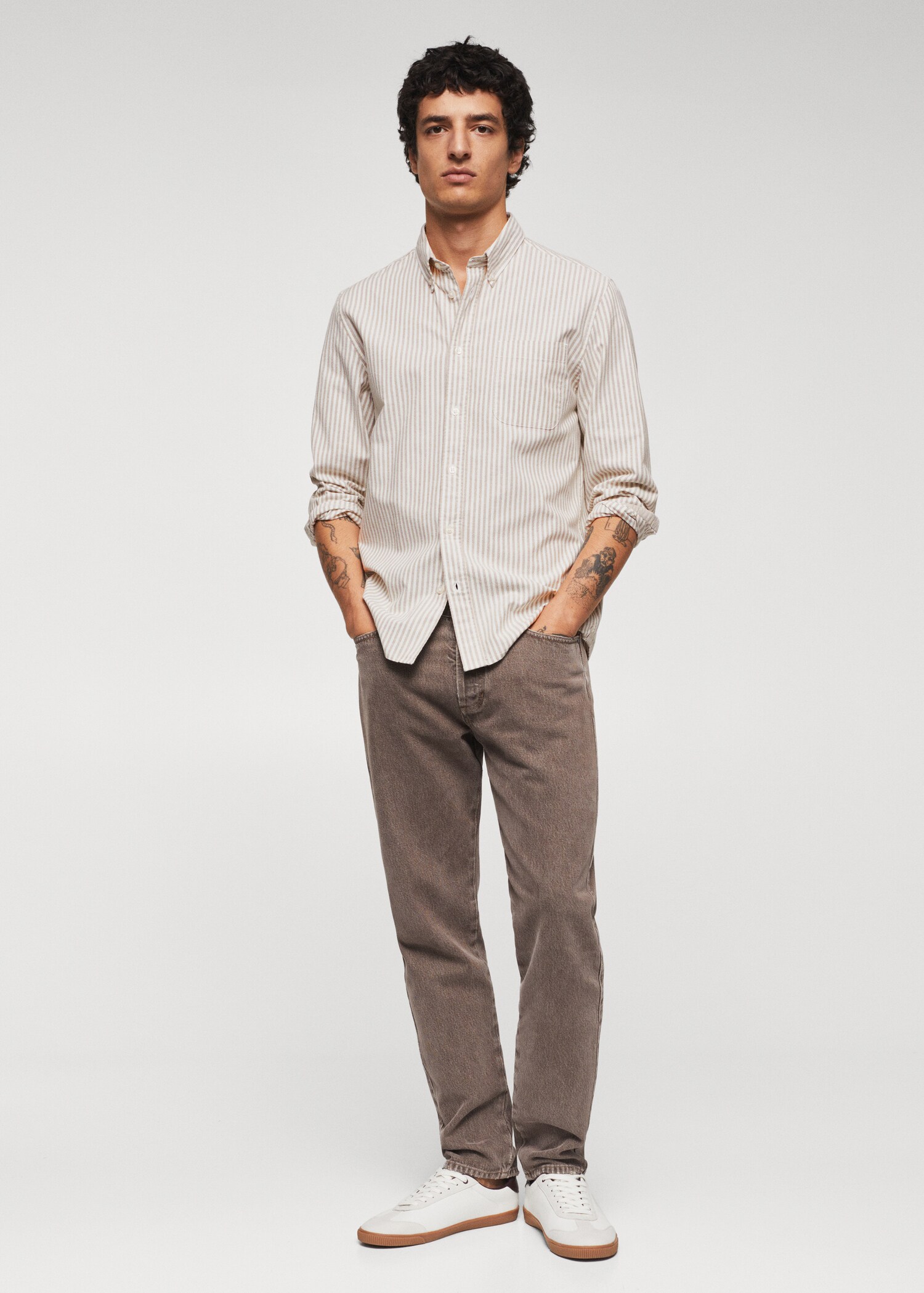 Regular-fit cotton striped shirt - General plane
