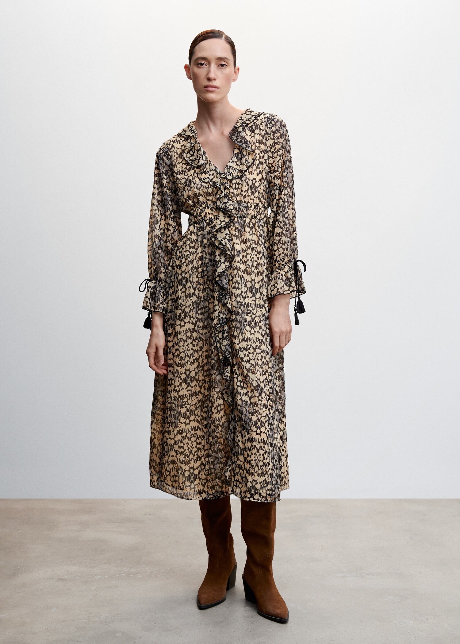 Ruffled printed dress - General plane