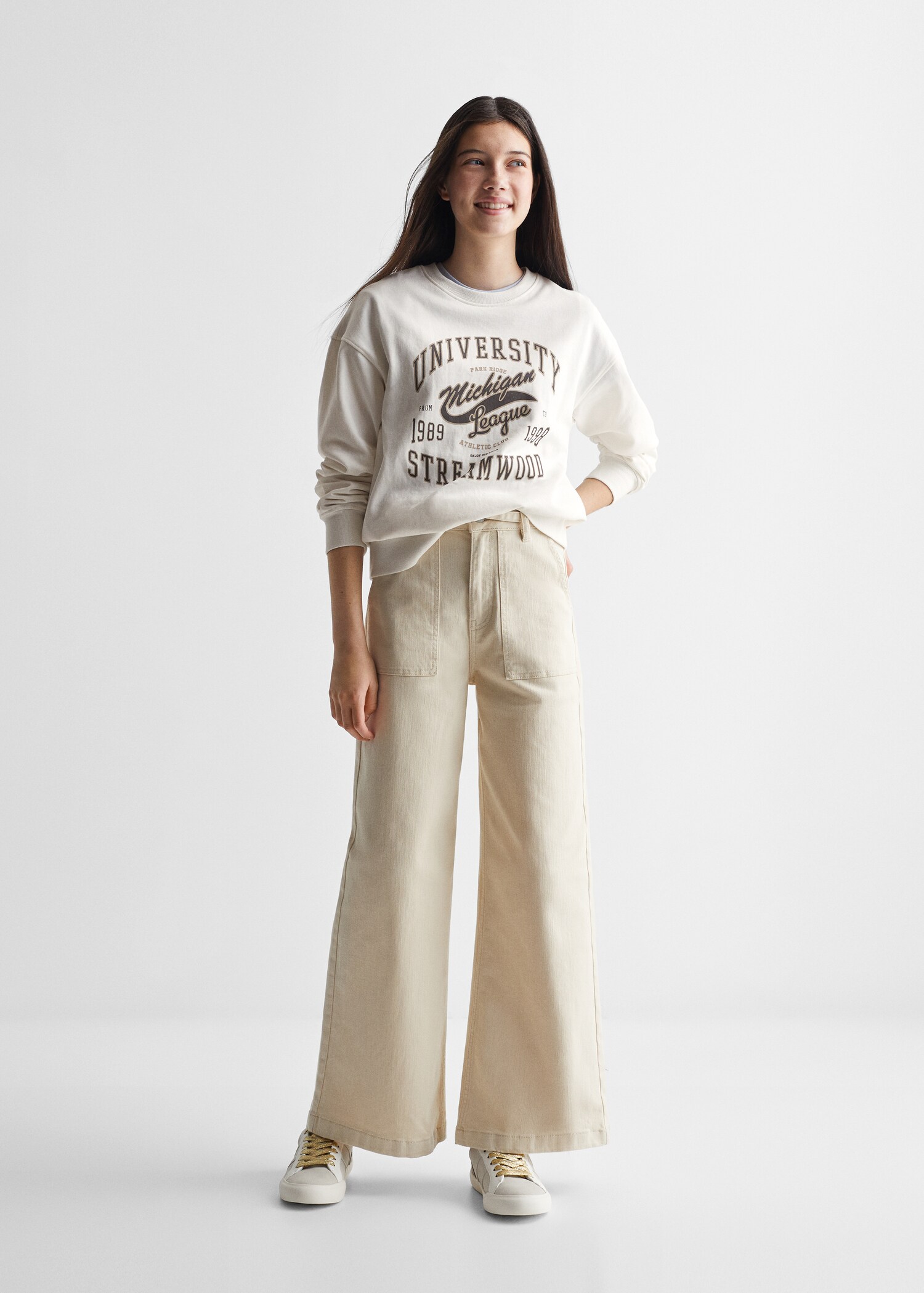 Mintás pamut sweatshirt - Általános sík