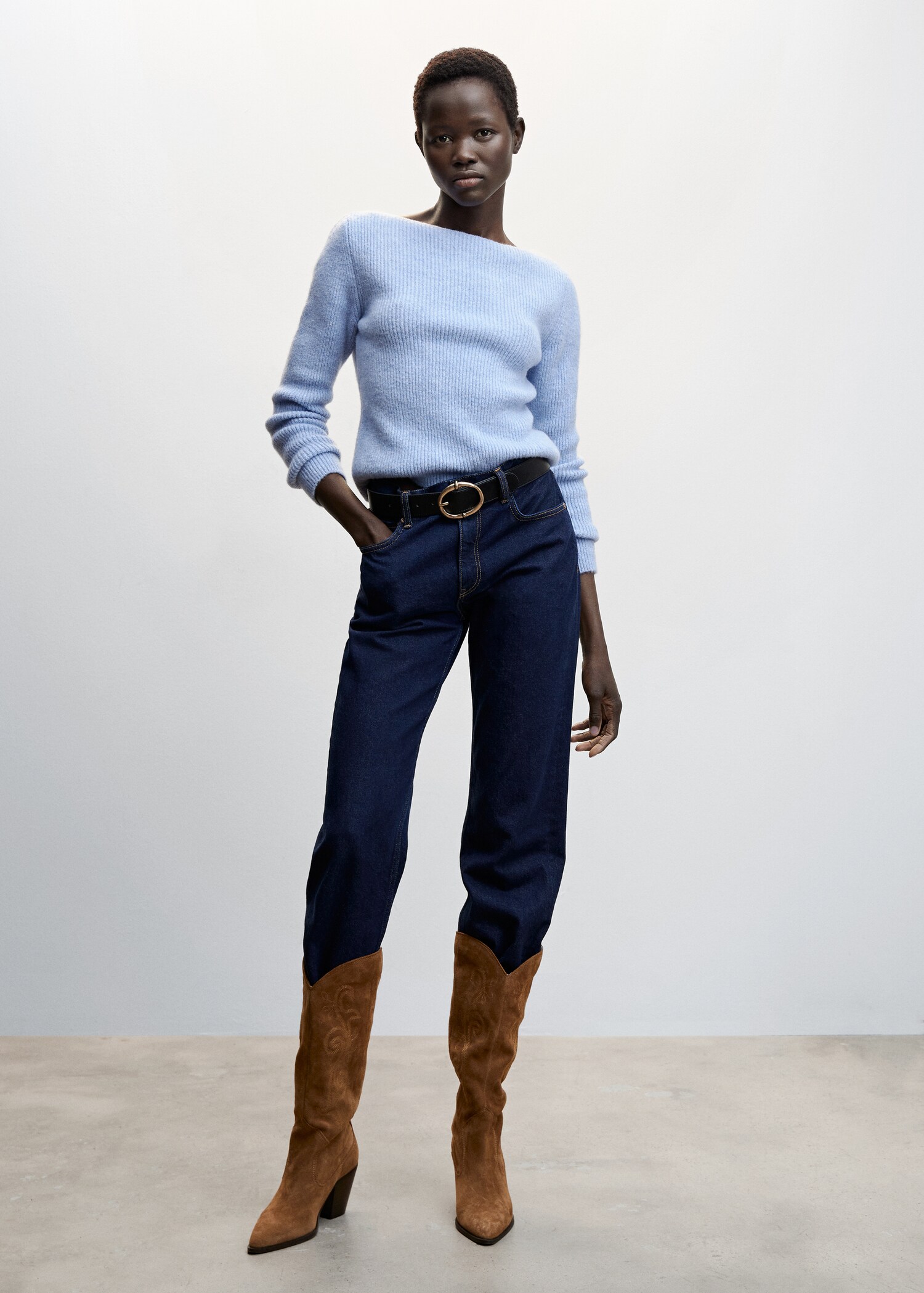 Boat neck ribbed sweater - General plane