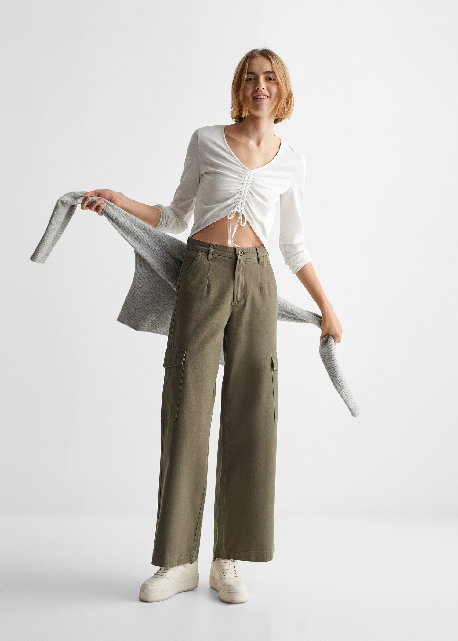Cotton t-shirt with pucker detail - General plane