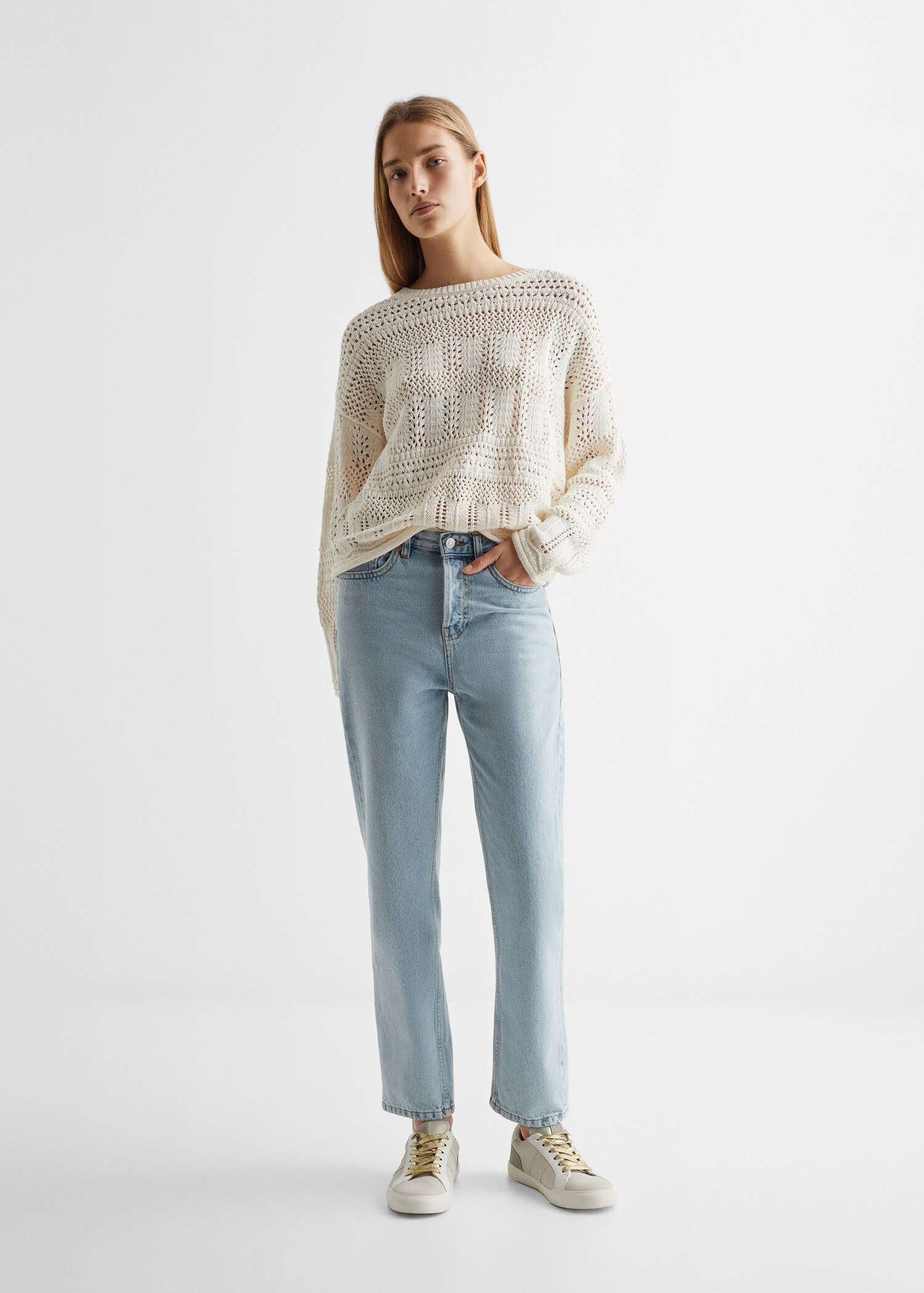 Rundhals-Pullover mit Lochmuster - Mädchen | MANGO OUTLET Deutschland