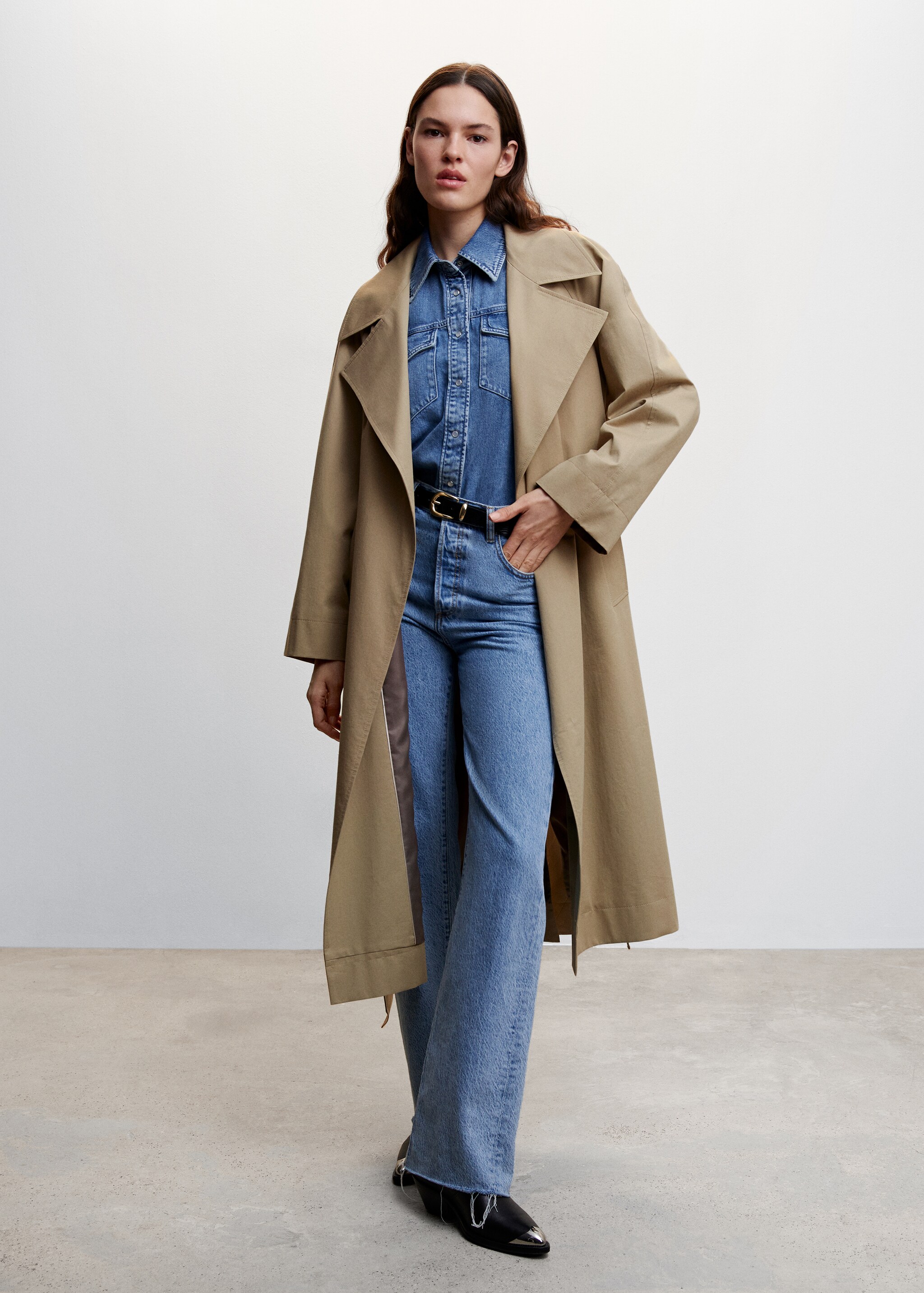 Oversized cotton trench coat - General plane