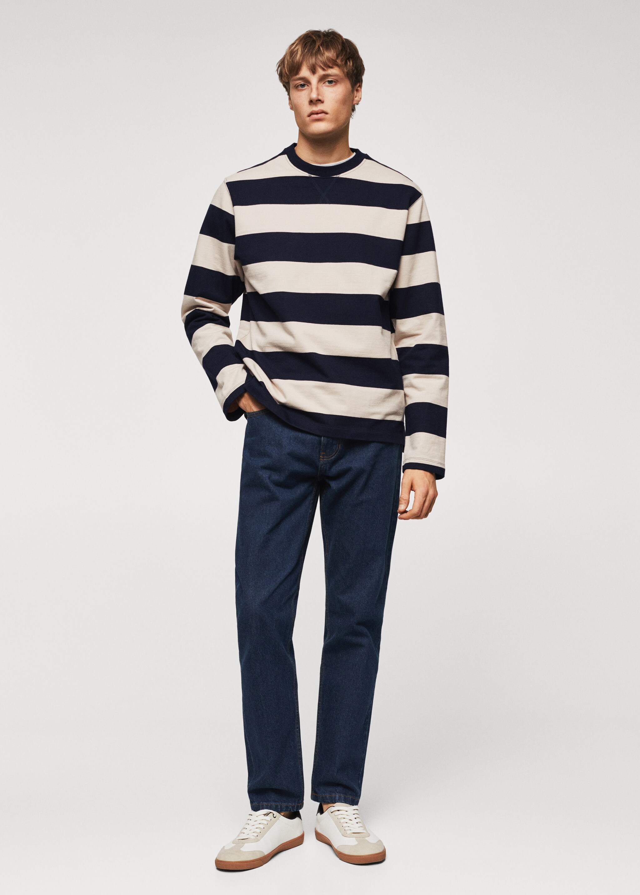 Striped cotton-blend sweatshirt - General plane