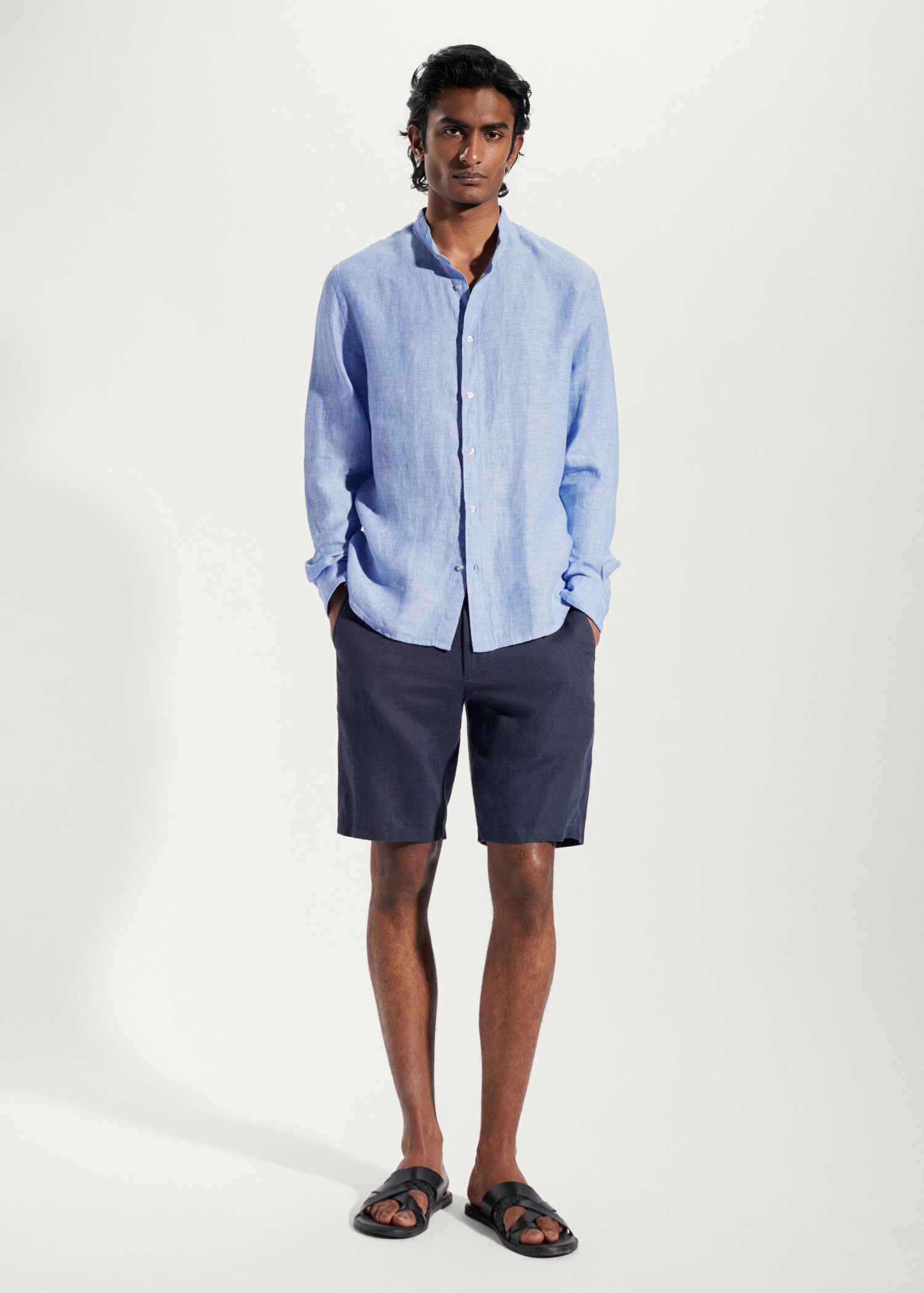 Camisa 100% lino cuello mao - Plano general