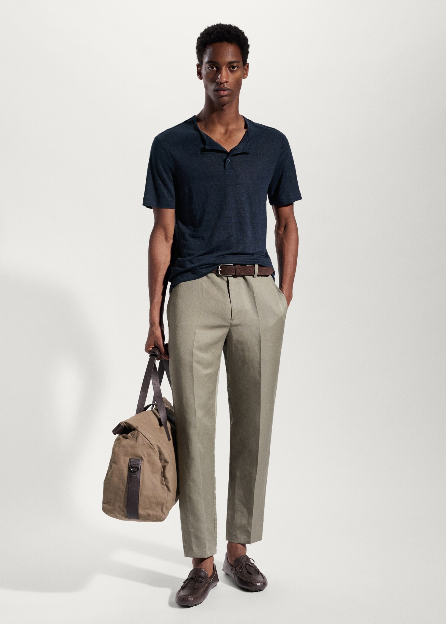 100% linen Henley t-shirt - General plane