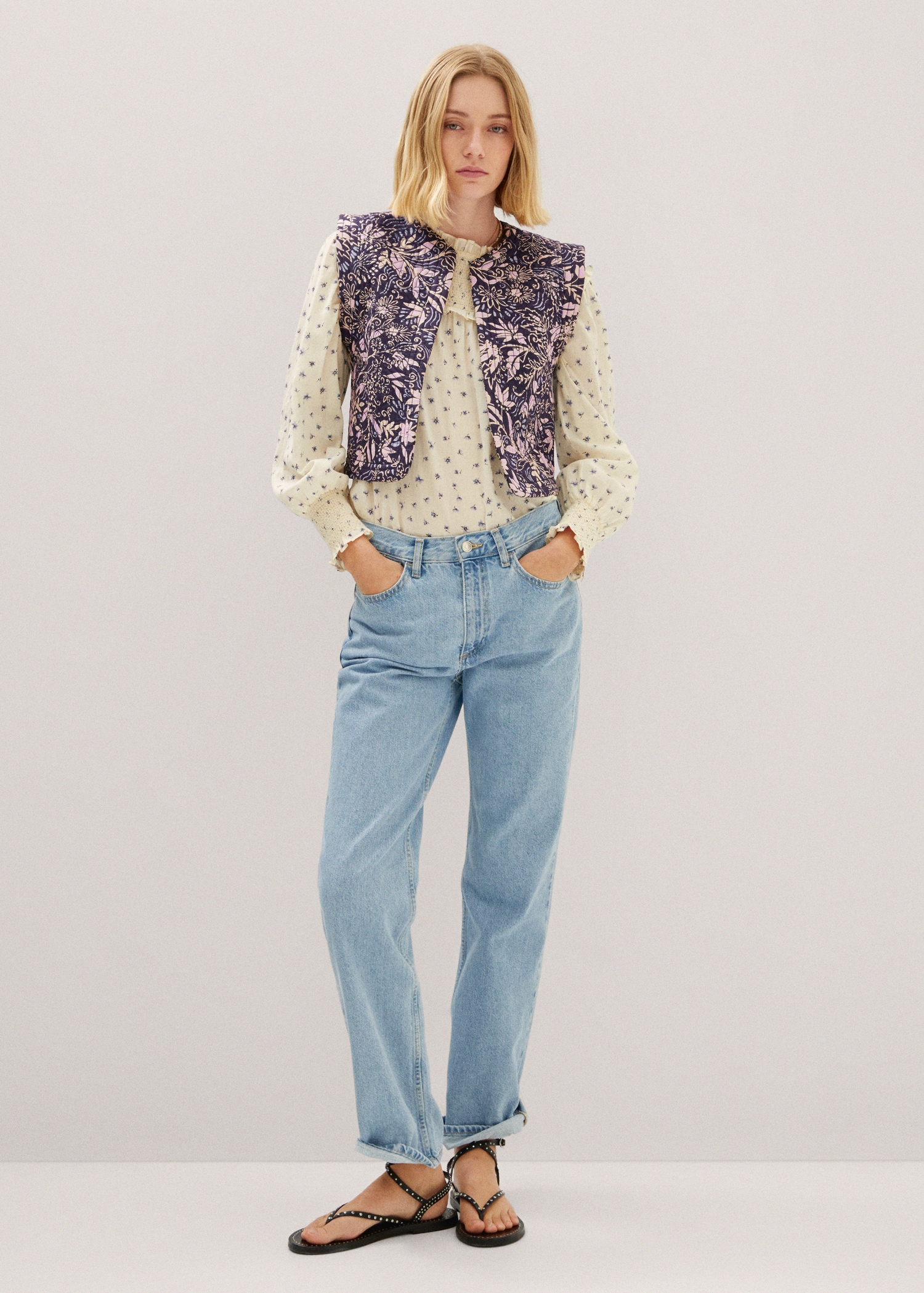 Gilet matelassé à fleurs Femme MANGO OUTLET Luxembourg