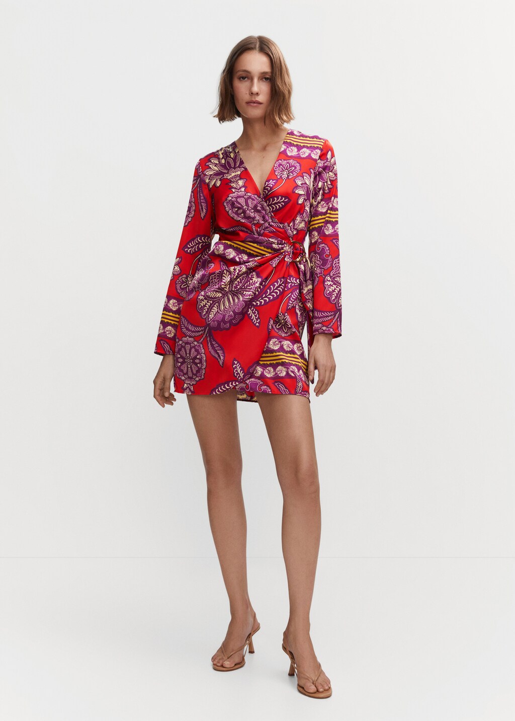 Printed satin dress - Women | MANGO OUTLET USA