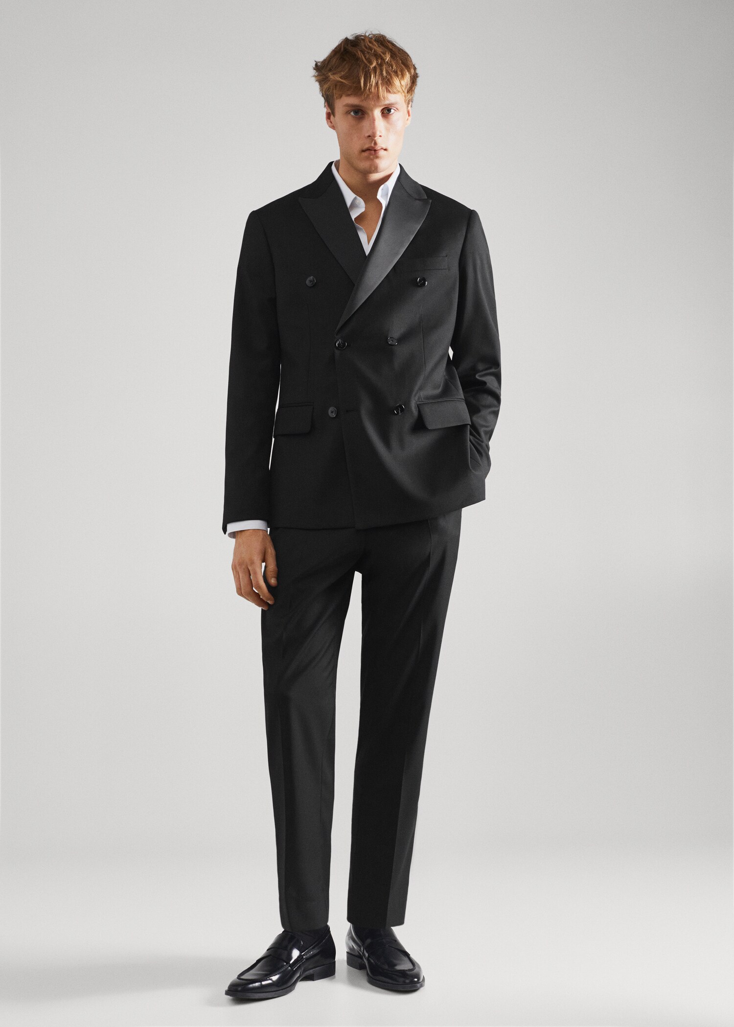 Satin lapels suit blazer - General plane