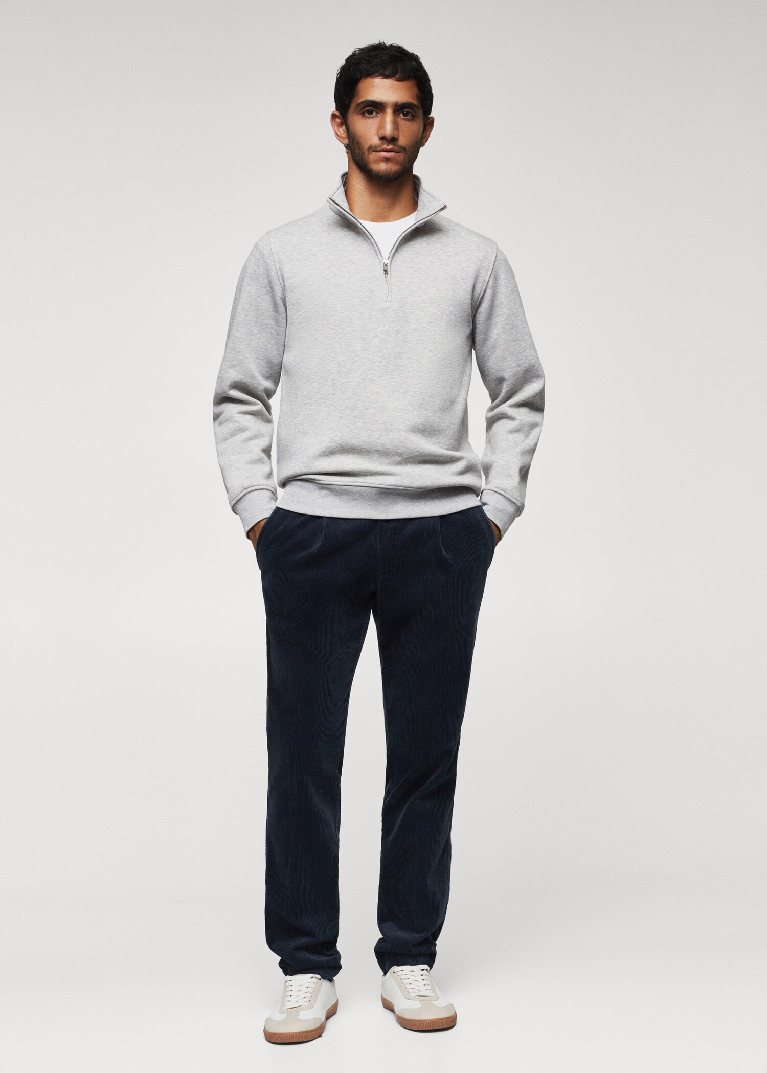 Sweat-shirt coton col zippé - Plan général