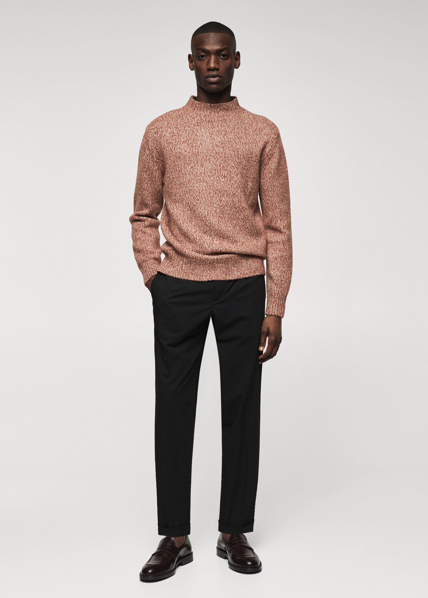 Melierter Pullover mit hohem Kragen - Allgemeine Ansicht