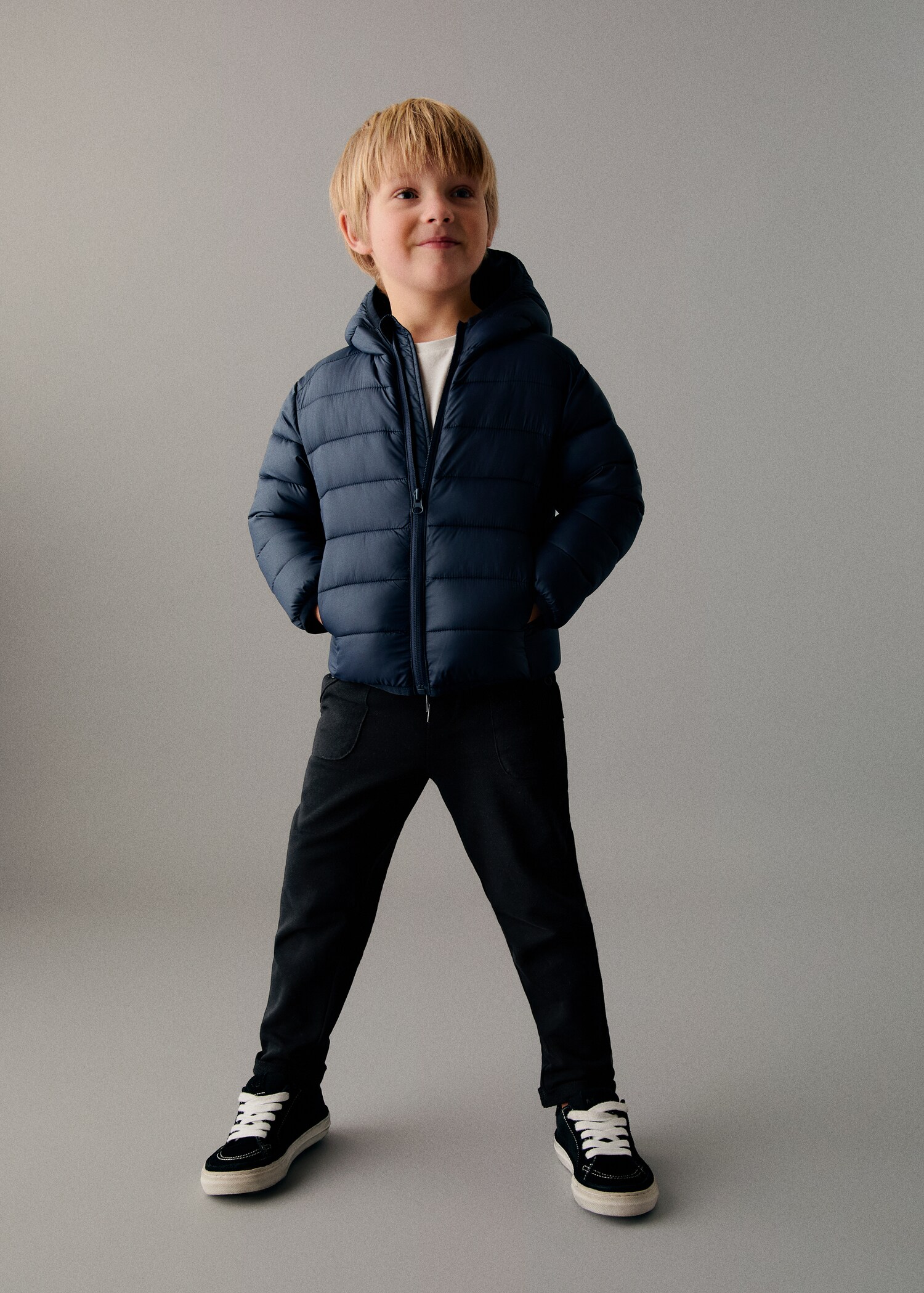 Side-zip quilted coat - General plane
