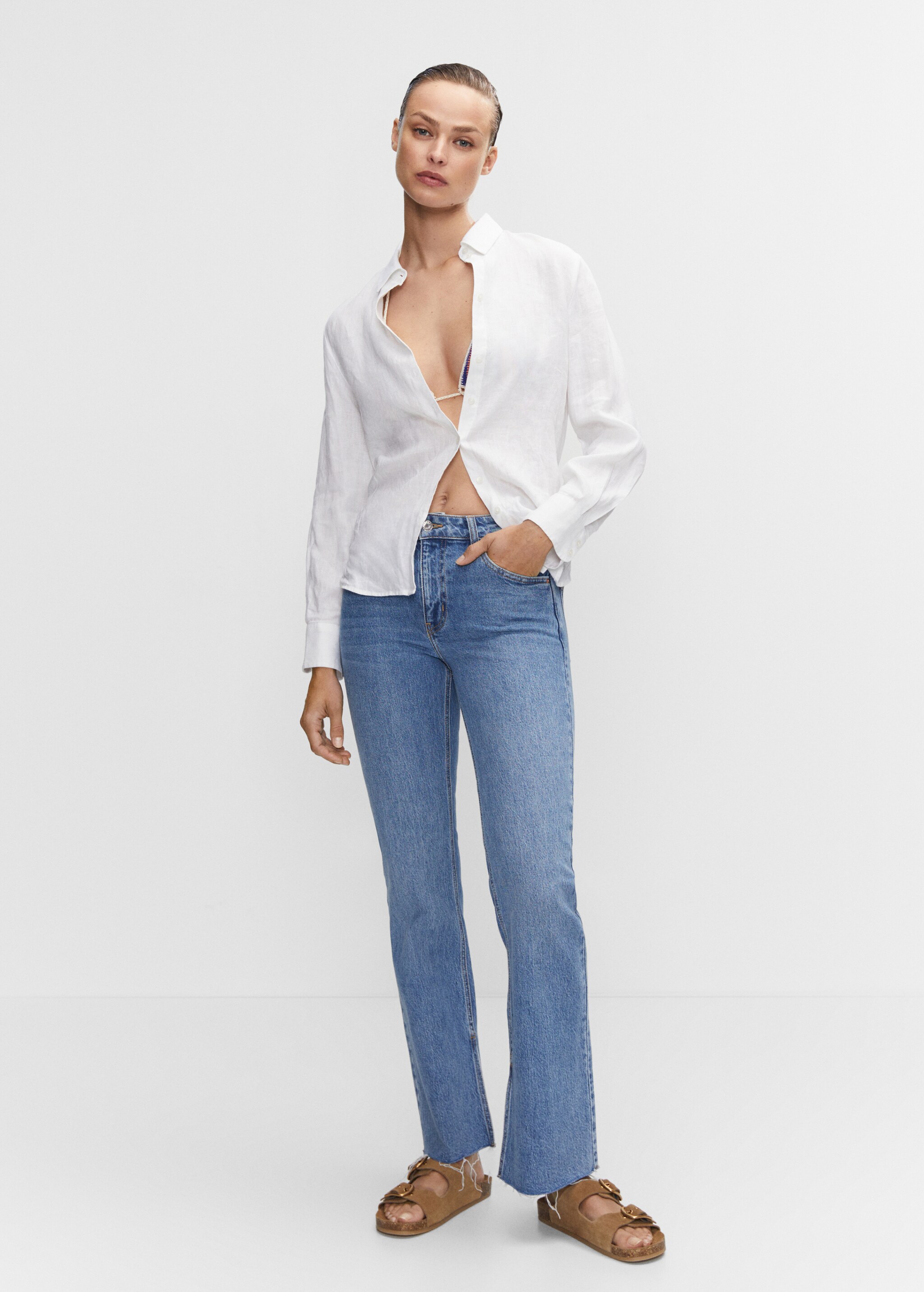 Medium-rise straight jeans with slits - General plane