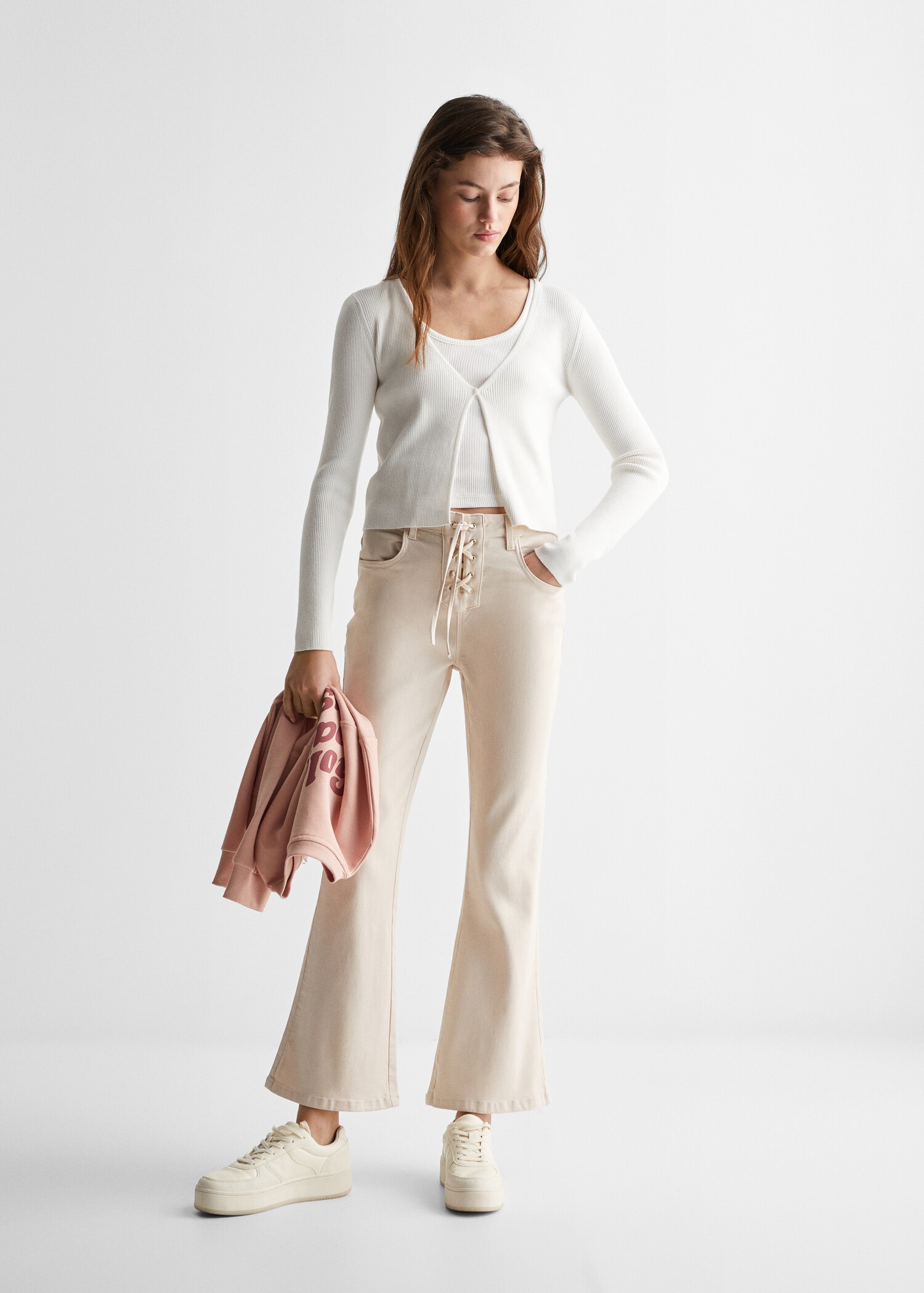 Ribbed cardigan with buttons - General plane