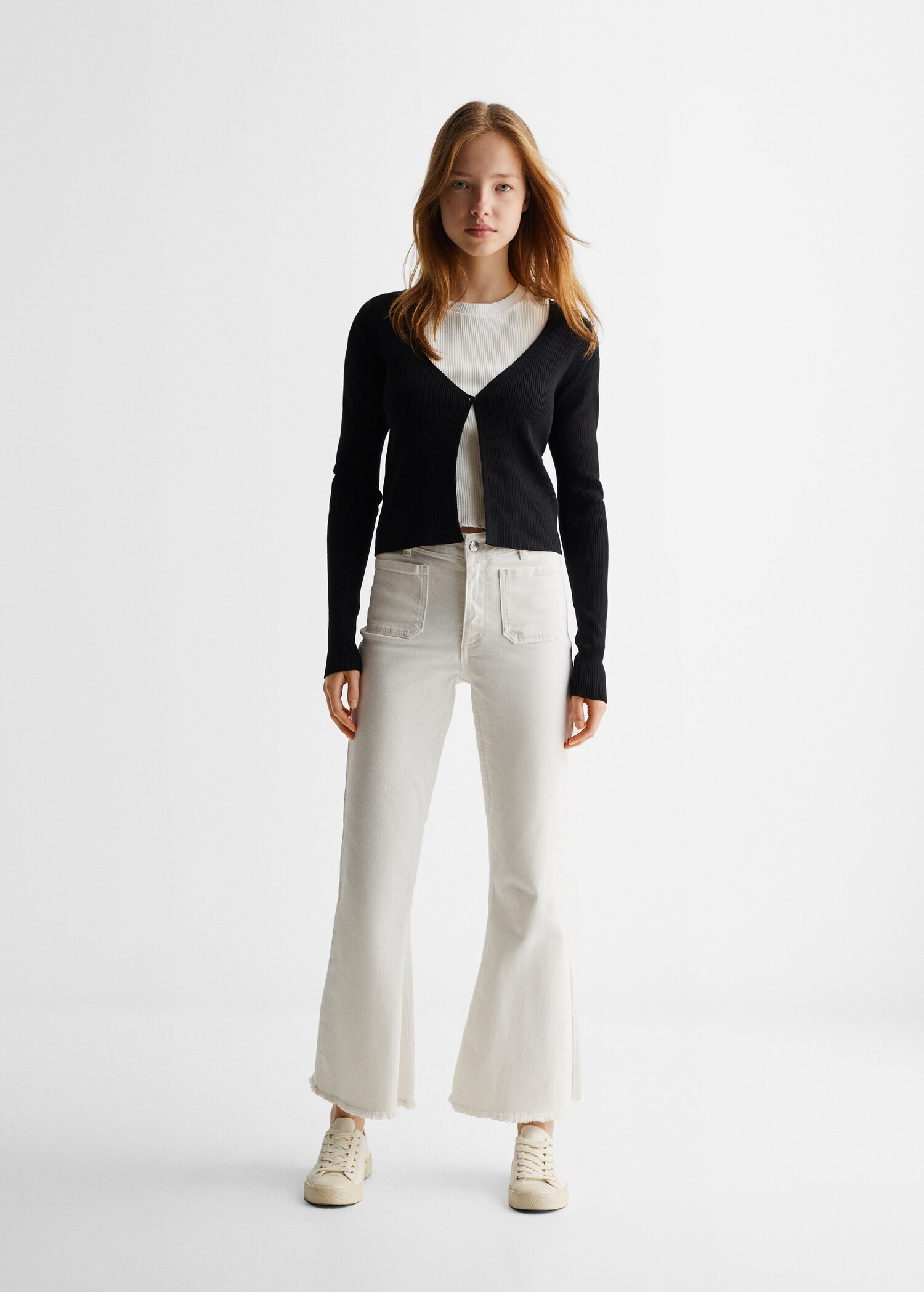 Ribbed cardigan with buttons - General plane
