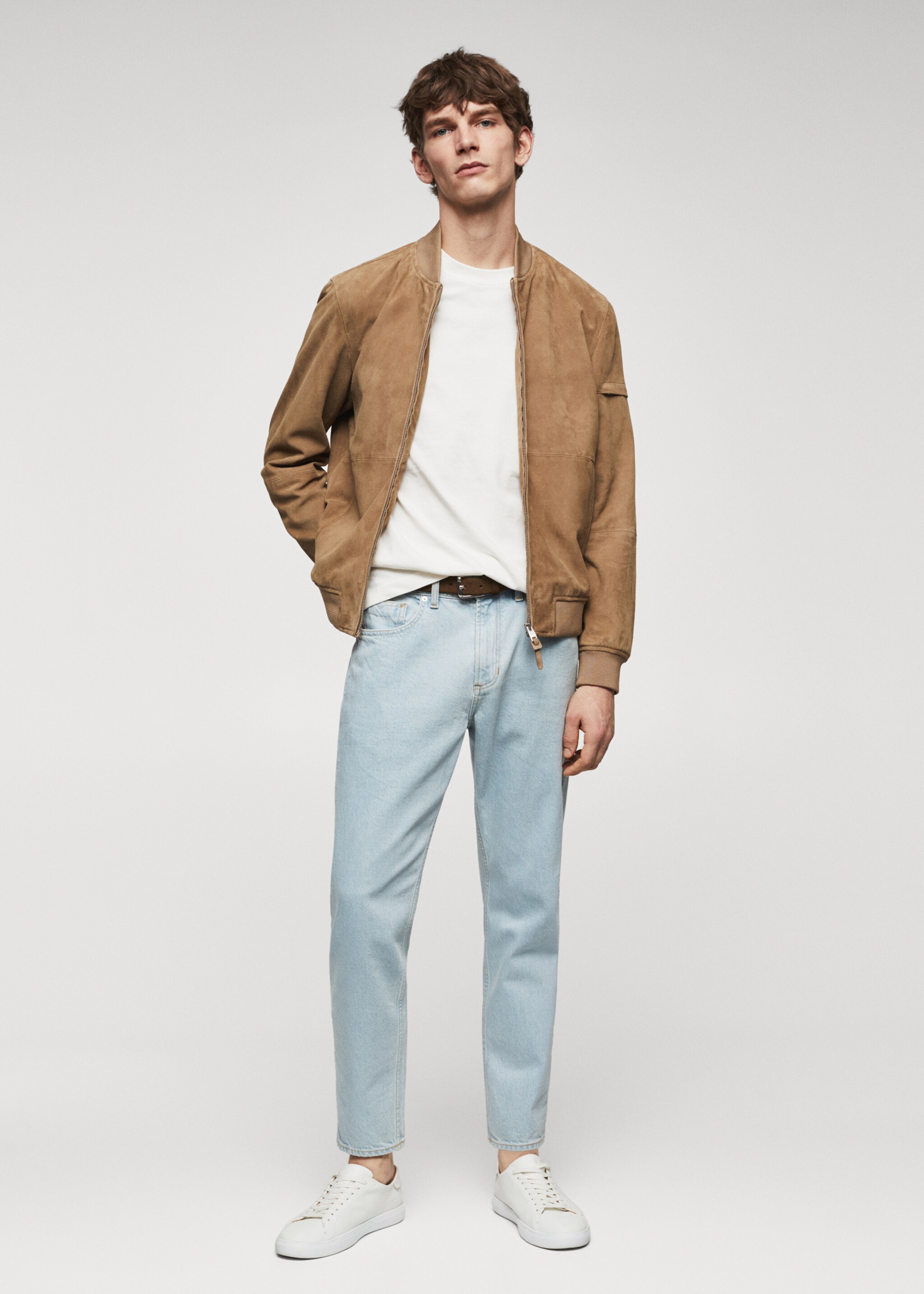 Leather bomber jacket - General plane, Beige. Ref: 47034380-00.