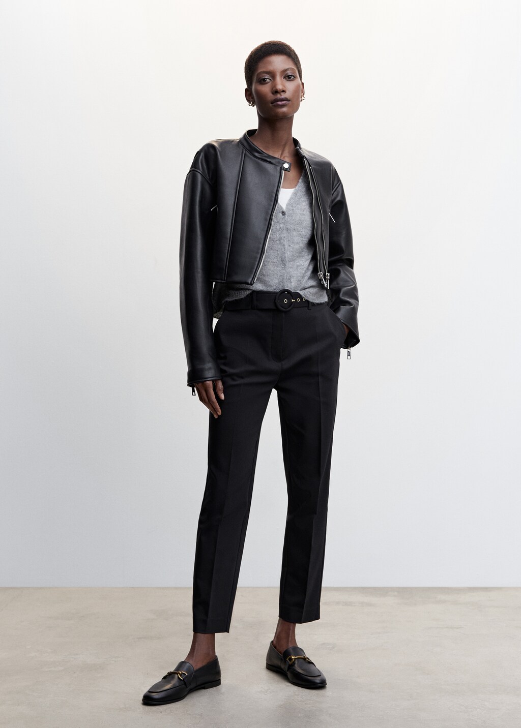 Pantalon cuir avec ceinture best sale