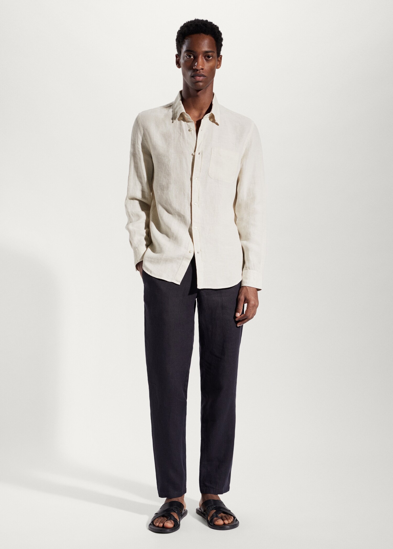 100% linen slim-fit shirt - General plane