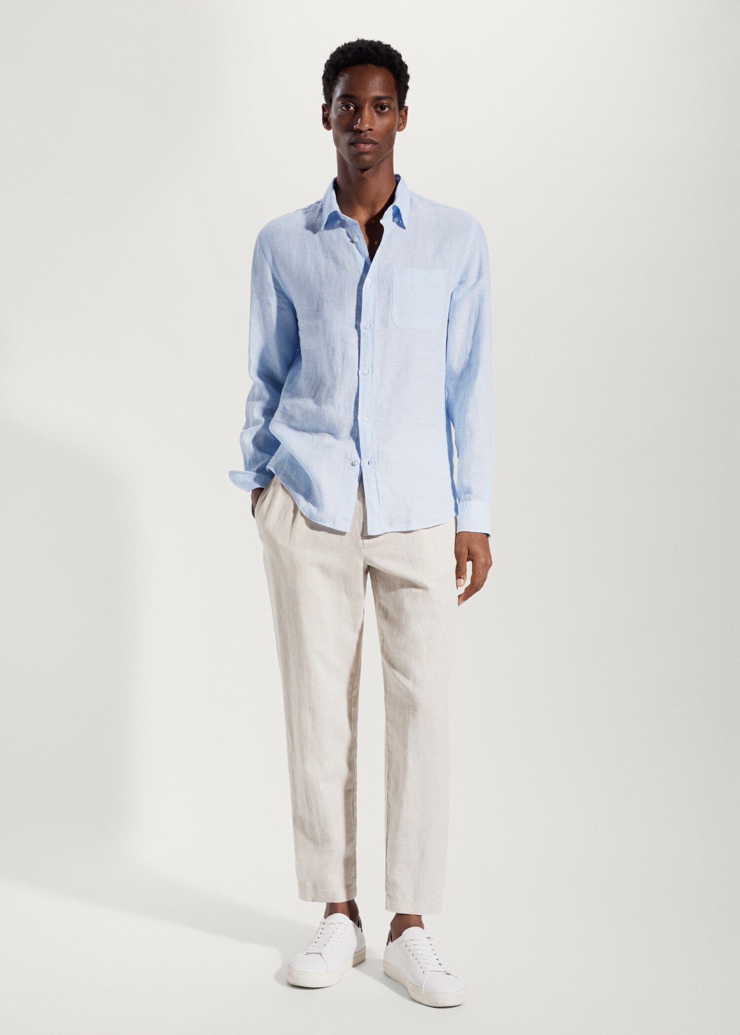 100% linen slim-fit shirt - General plane