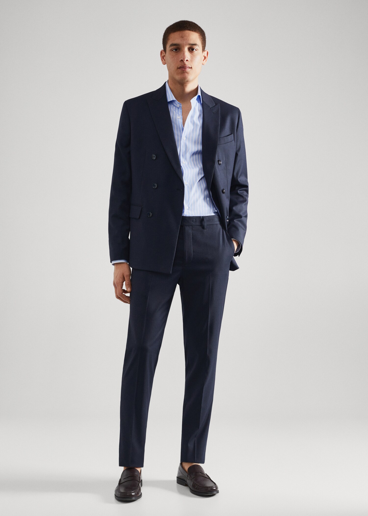 Slim Fit-Anzugshemd aus Baumwolle - Allgemeine Ansicht
