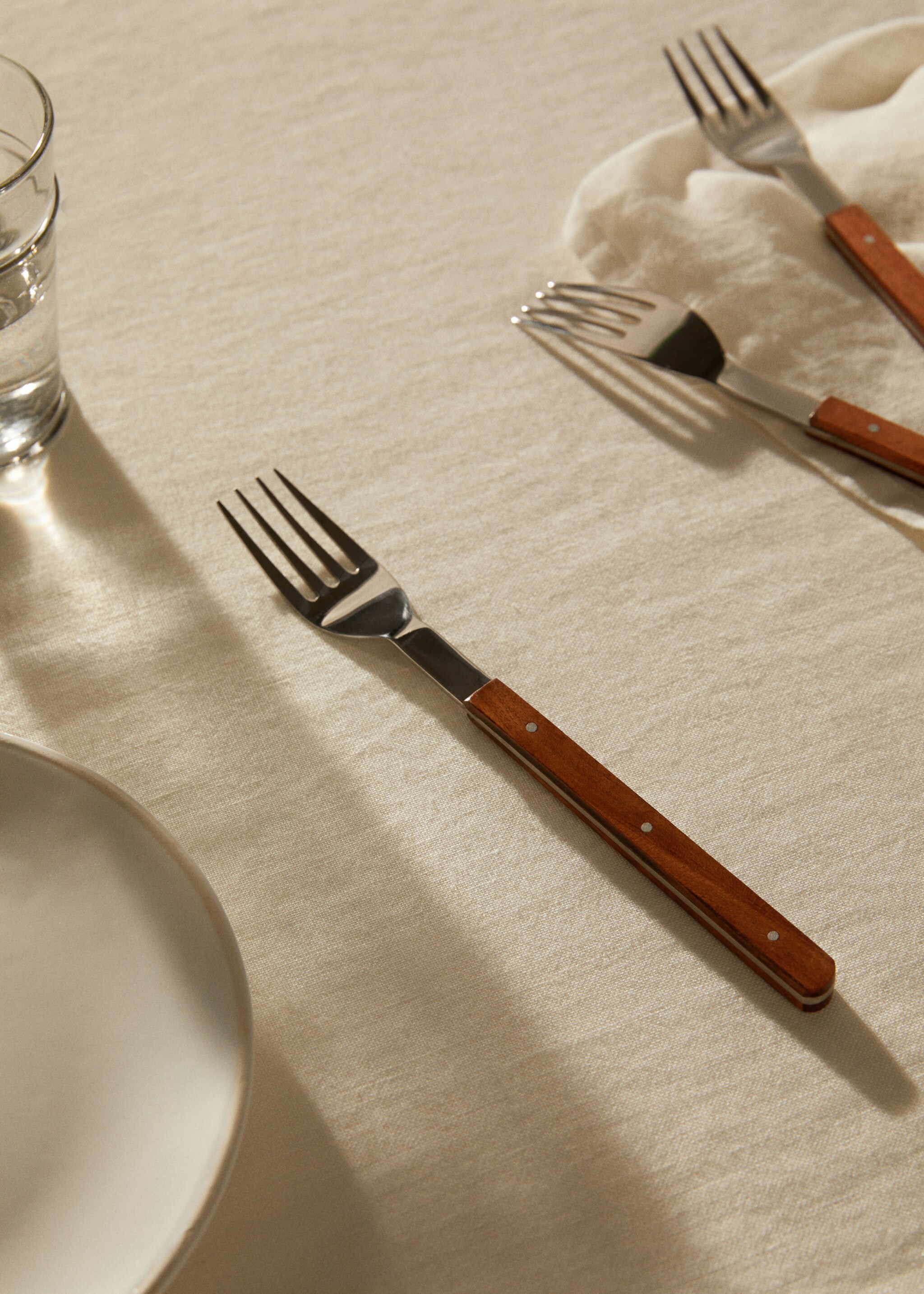 4er-Pack Gabeln mit Holzgriff - Allgemeine Ansicht, Braun. Ref: 47035932-00.