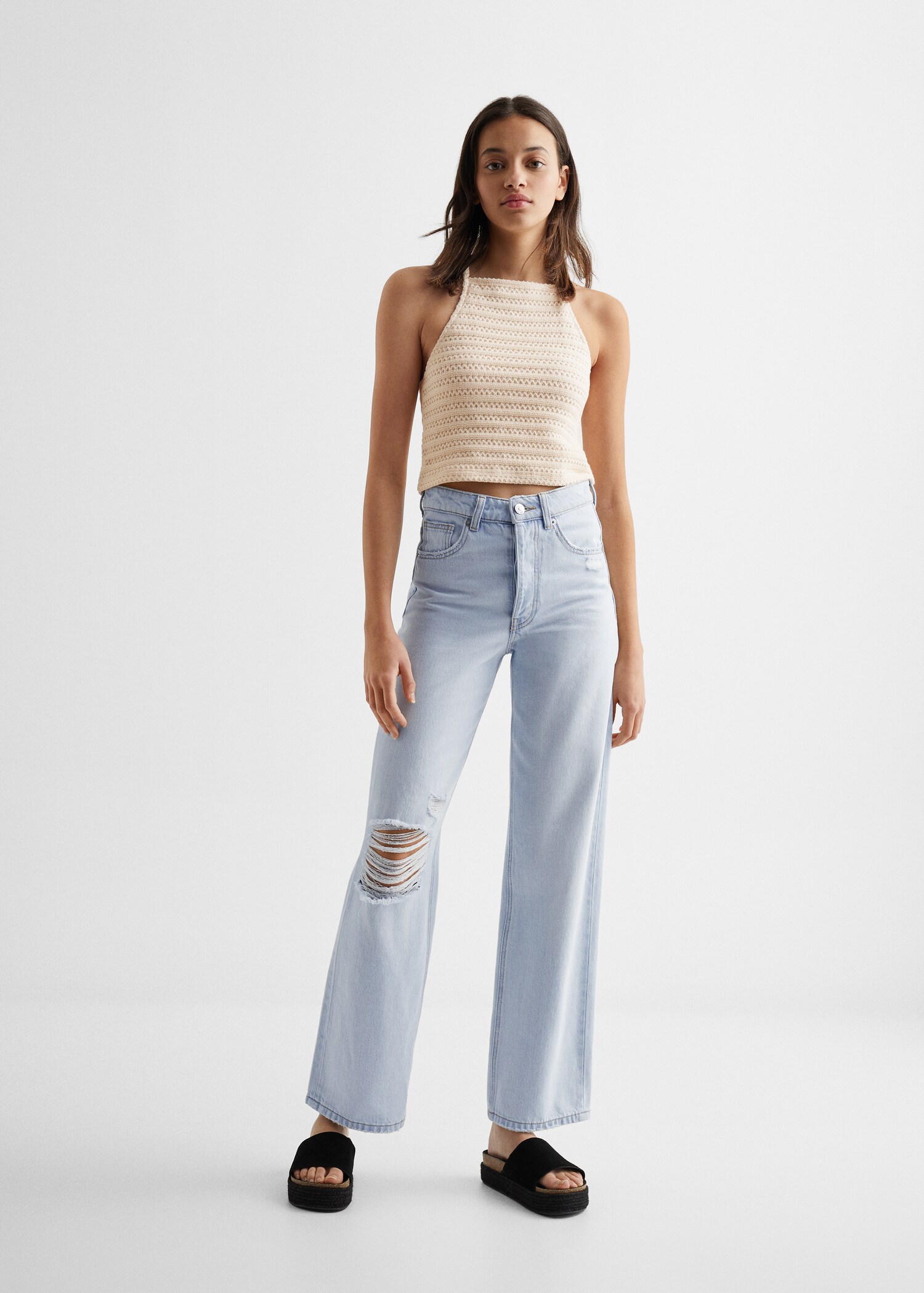 Openwork knitted crop top  - General plane