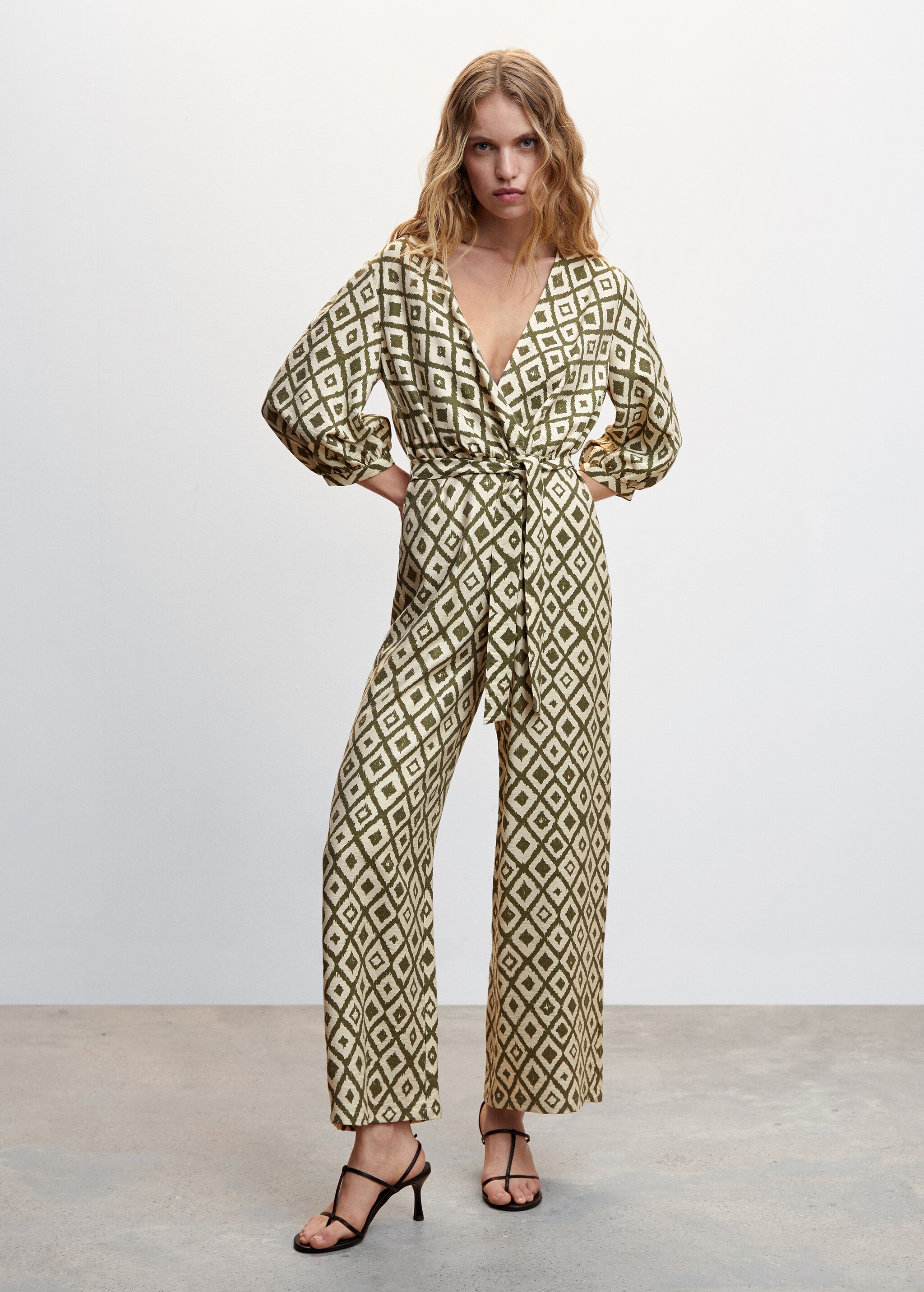 Geometric-print jumpsuit with bow - General plane