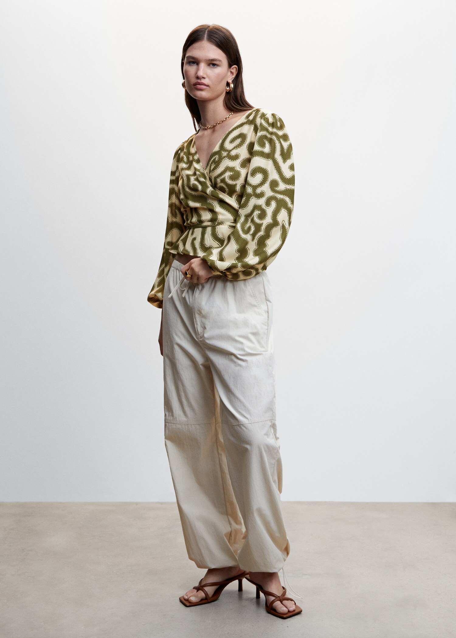 Printed puff sleeve blouse - General plane