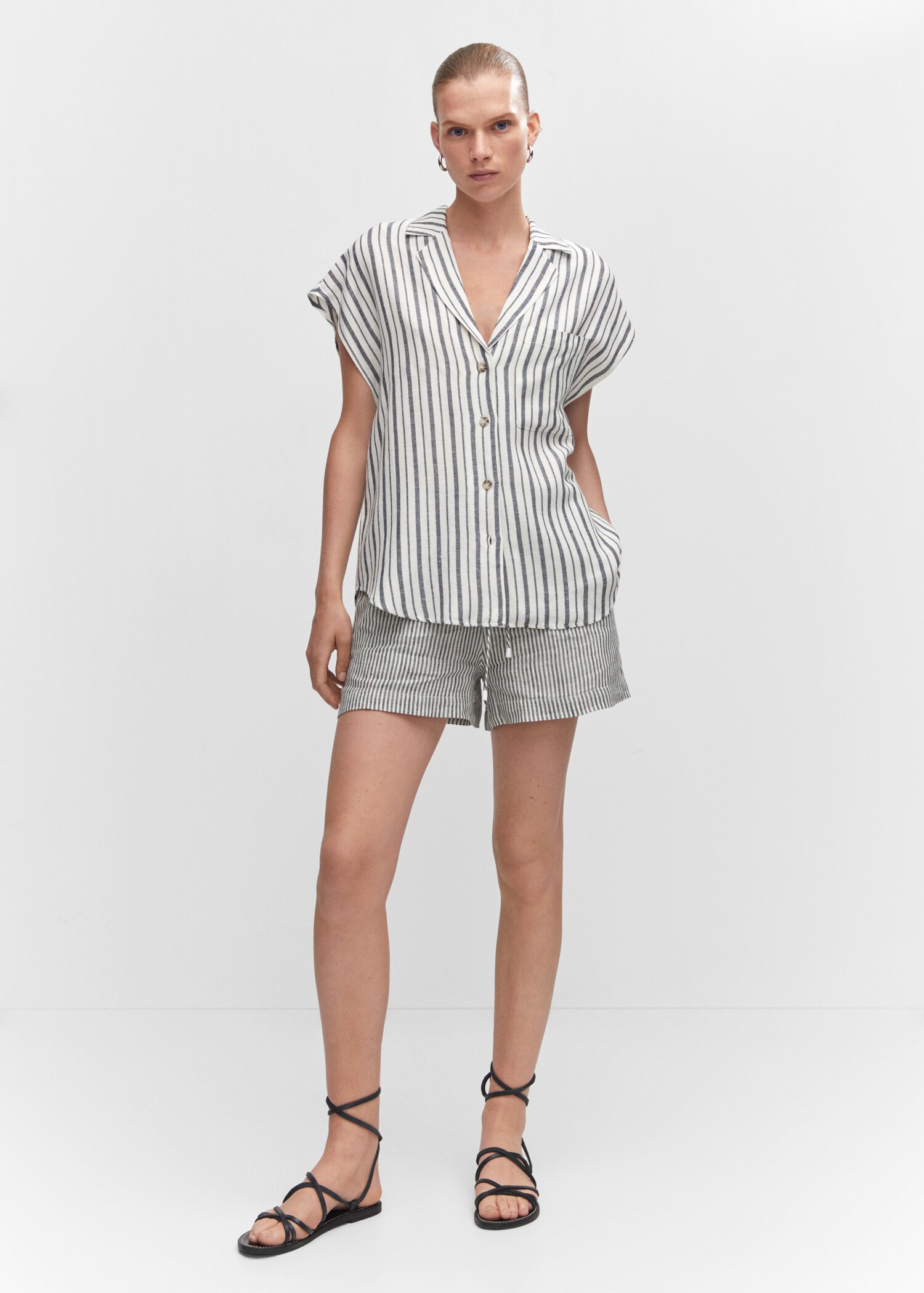 Striped linen-blend shirt - General plane