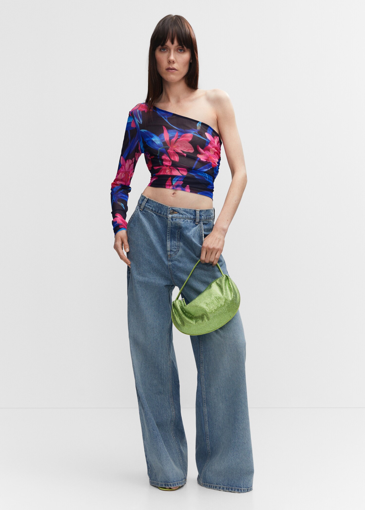 Floral asymmetrical chiffon top - General plane
