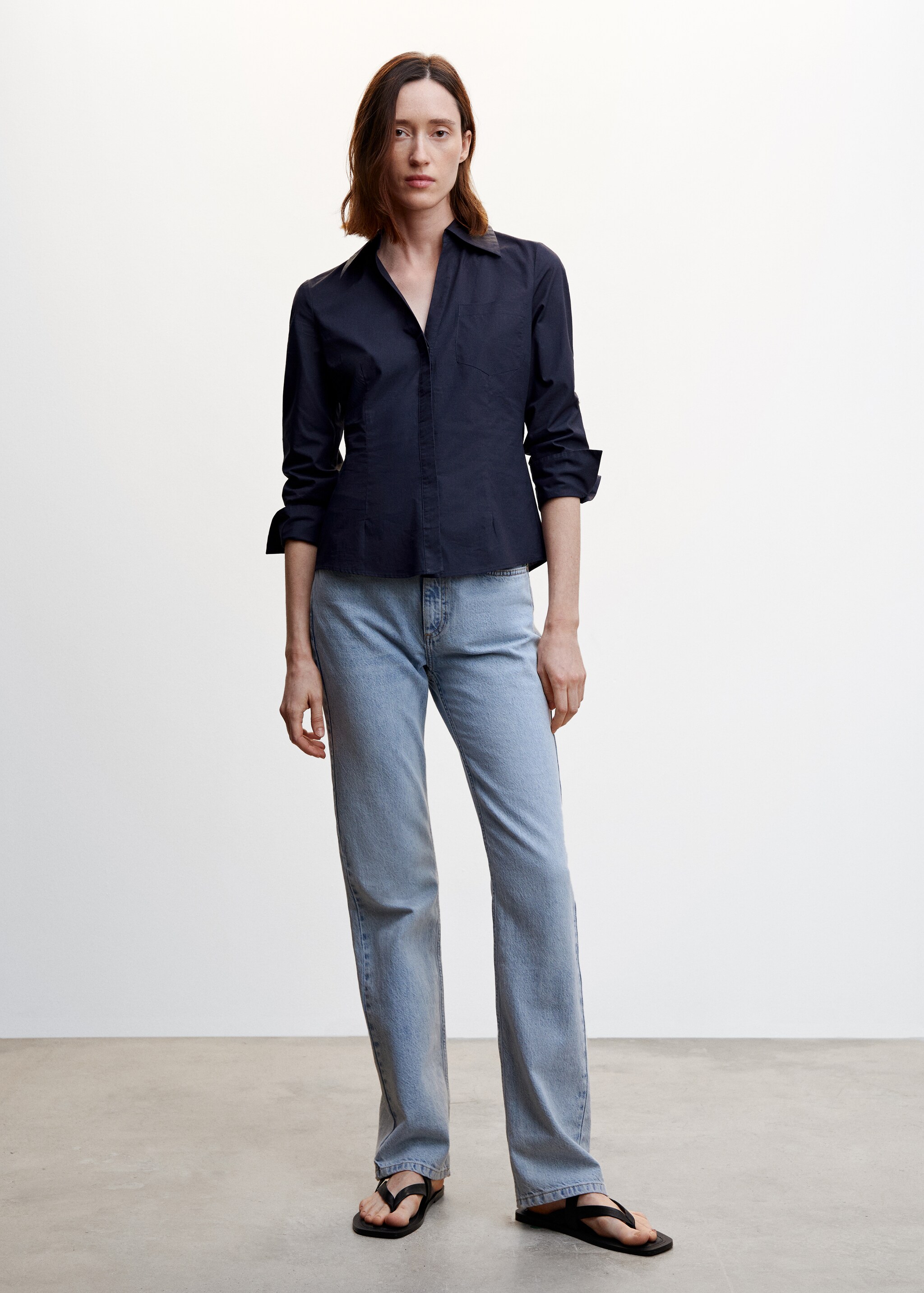 Pleated cotton shirt - General plane