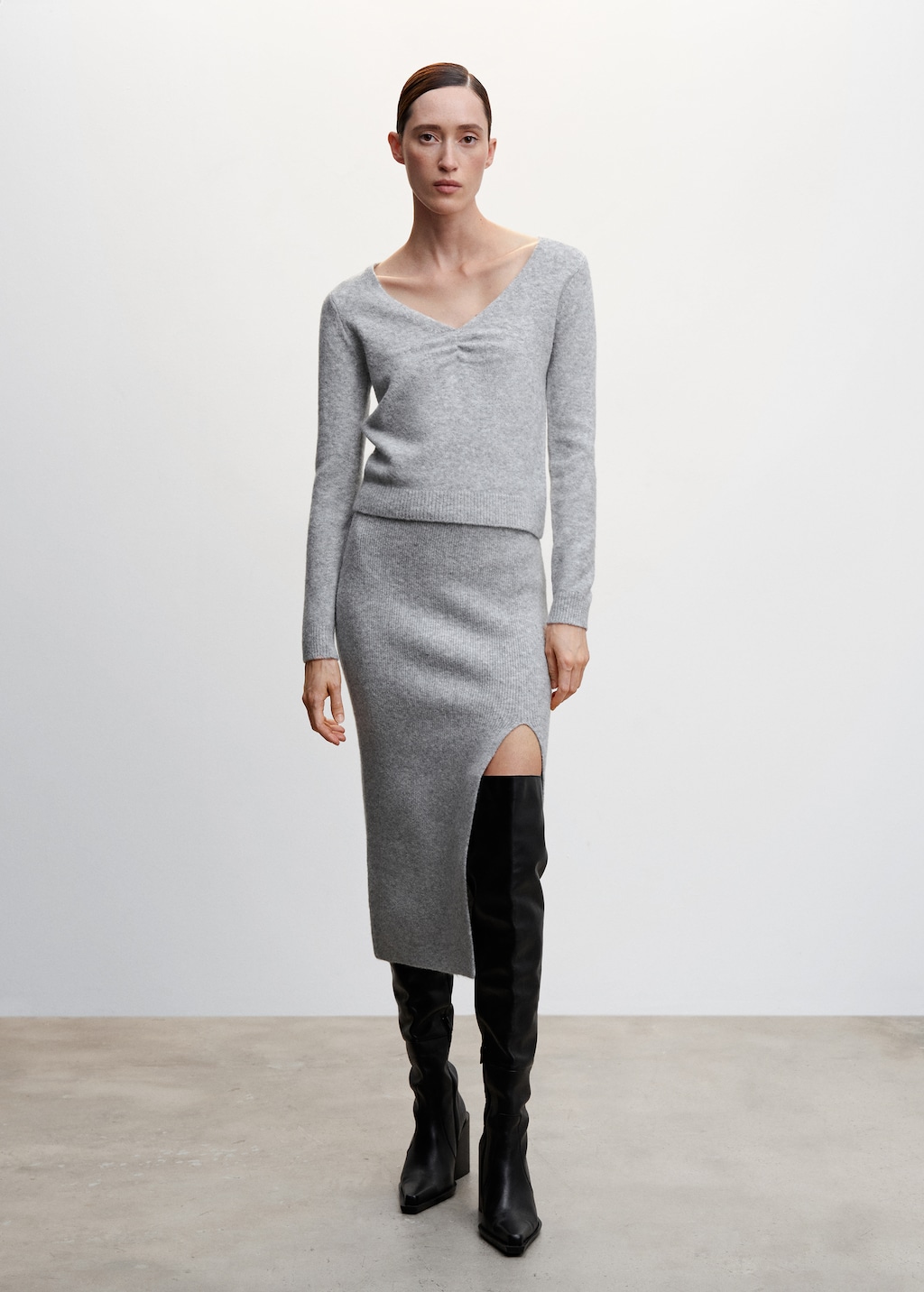 Jupe fendue maille Femme MANGO OUTLET Belgique