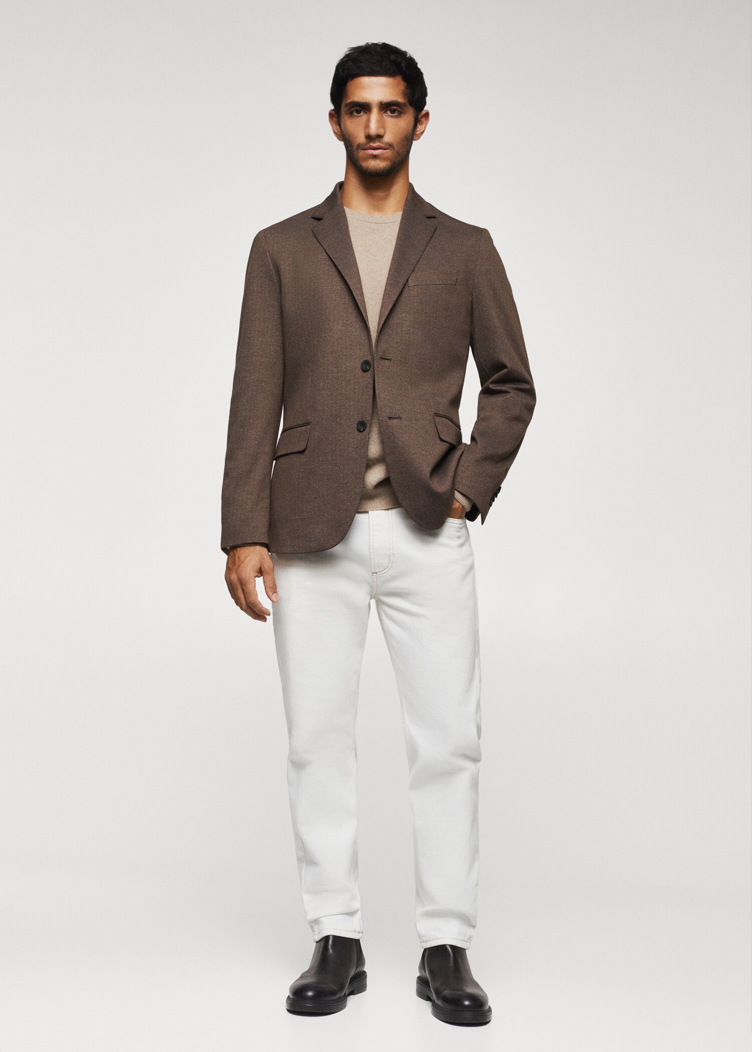 Herringbone slim-fit jacket - General plane