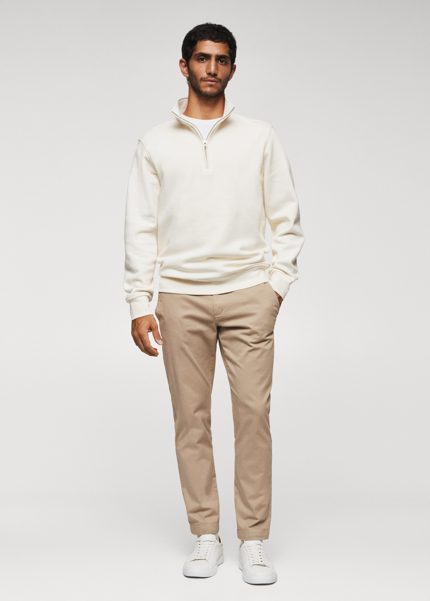 Sweat-shirt coton col zippé - Plan général